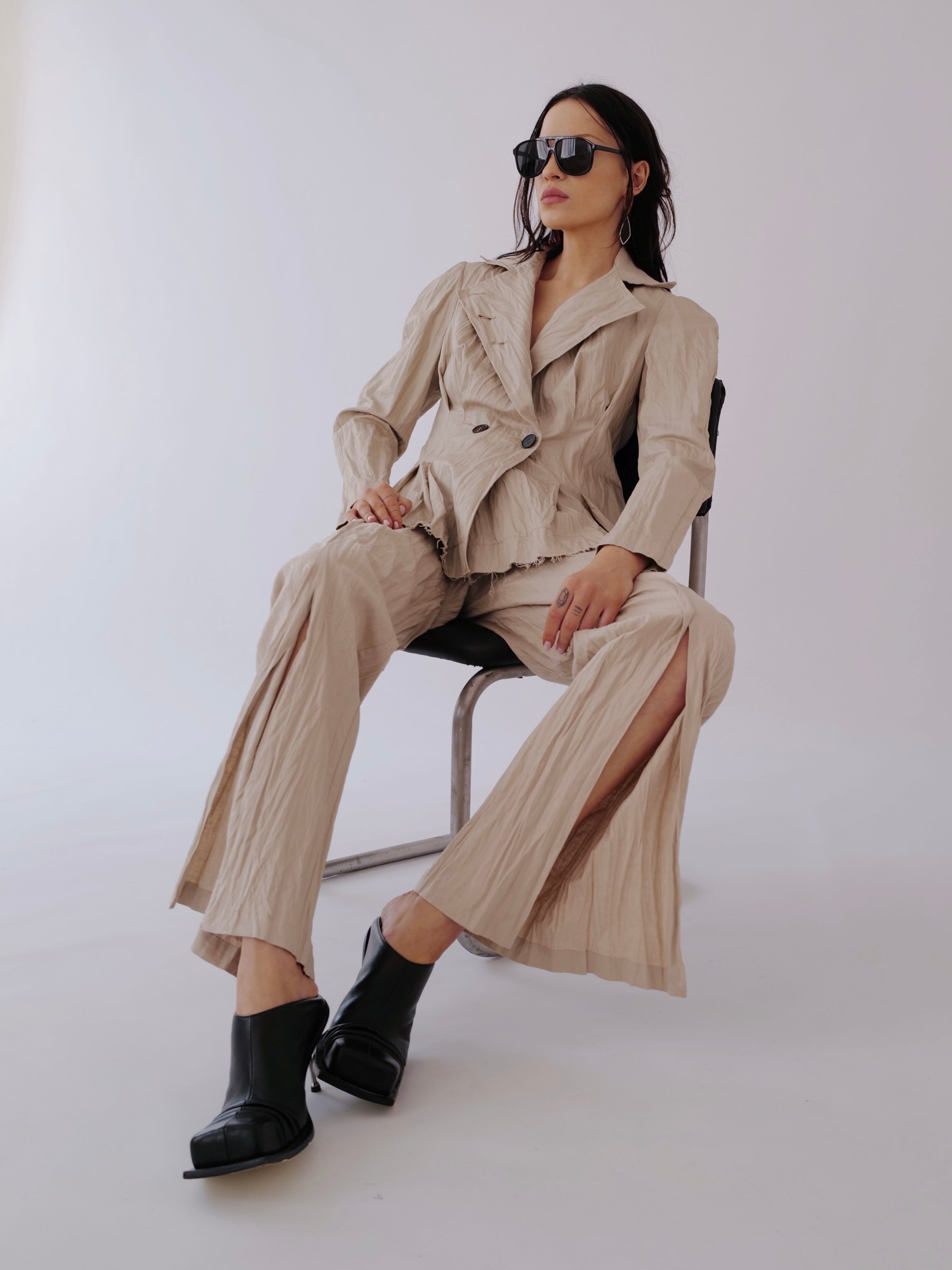 Cotton-Linen Crumpled Pants NORI SS25