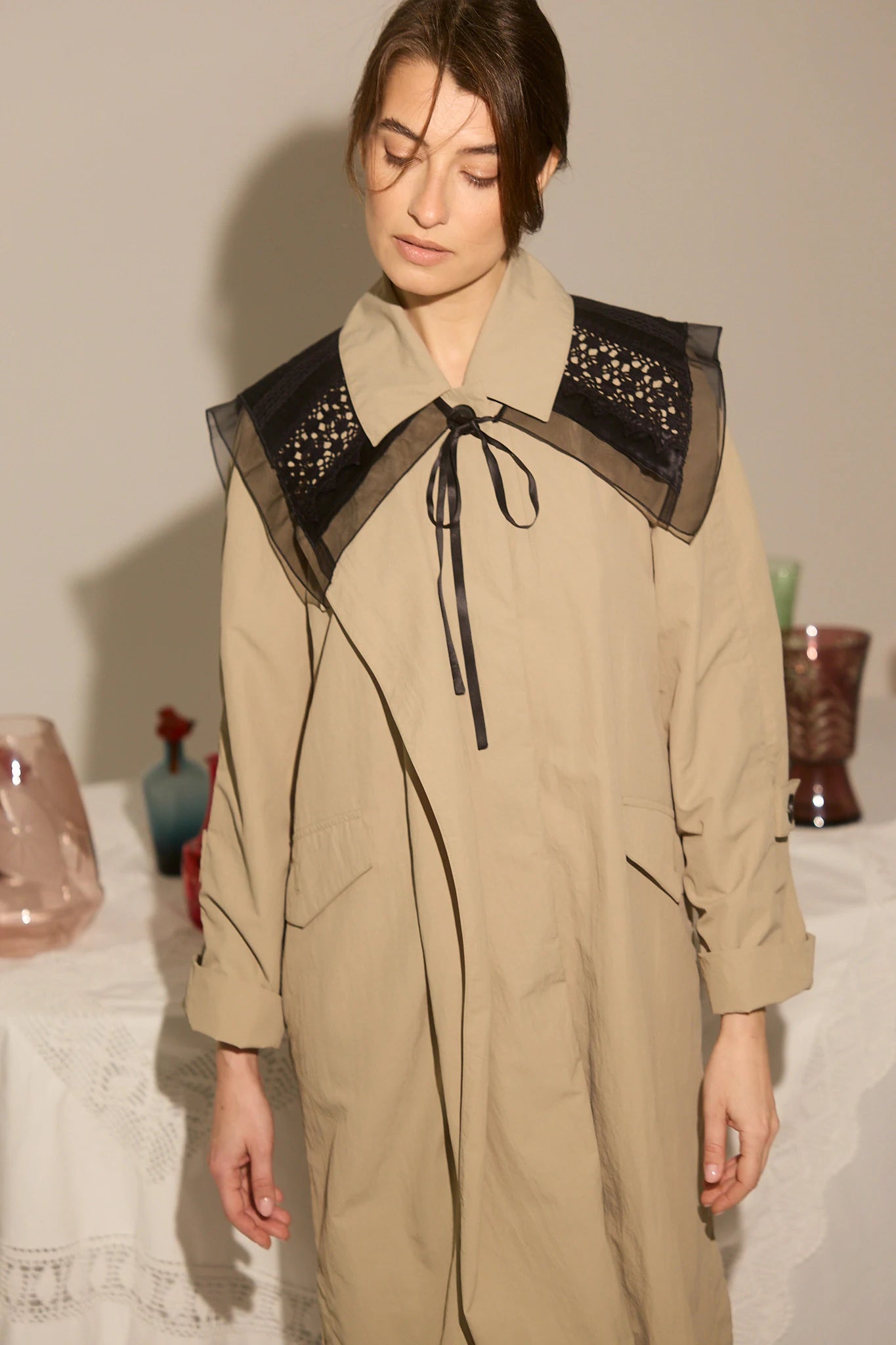 Hand Made Patchwork Collar SS26 In Black