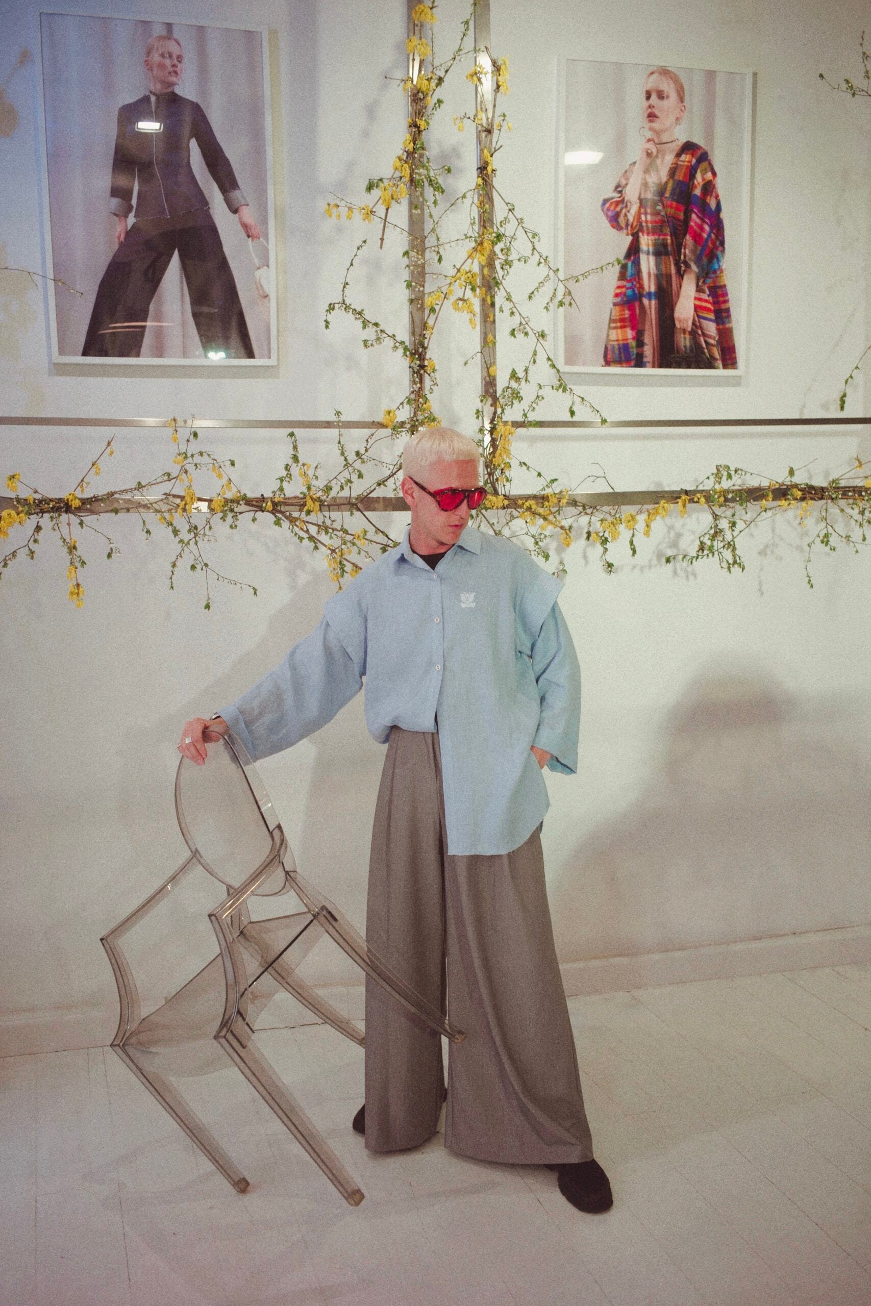 Soft Washed Oversized Shirt WING BLUE