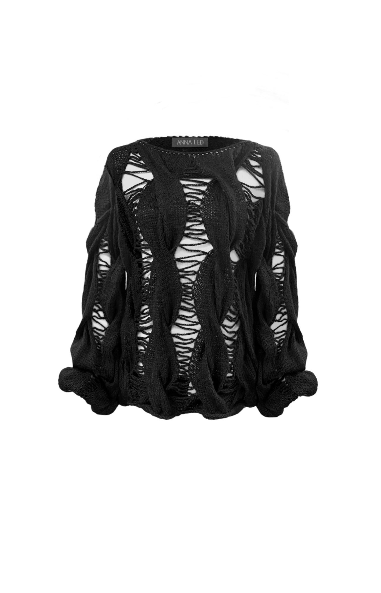 BLACK WOOL SWEATER “BRAIDS” AW/22 - PRE ORDER