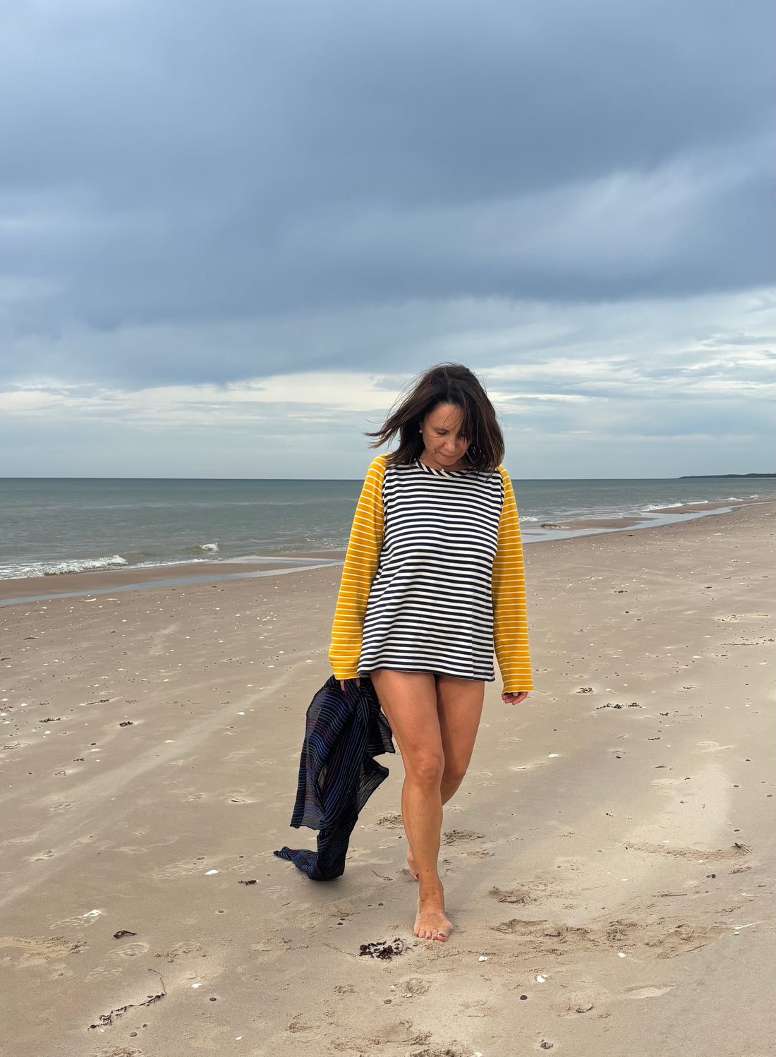 Striped Two Colours Organic Cotton Long-sleeve (black to stock)