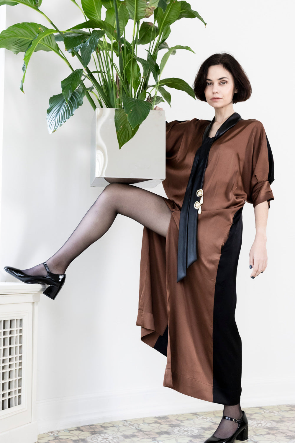 Block Colour Kimono Maxi Robe-Dress AW25