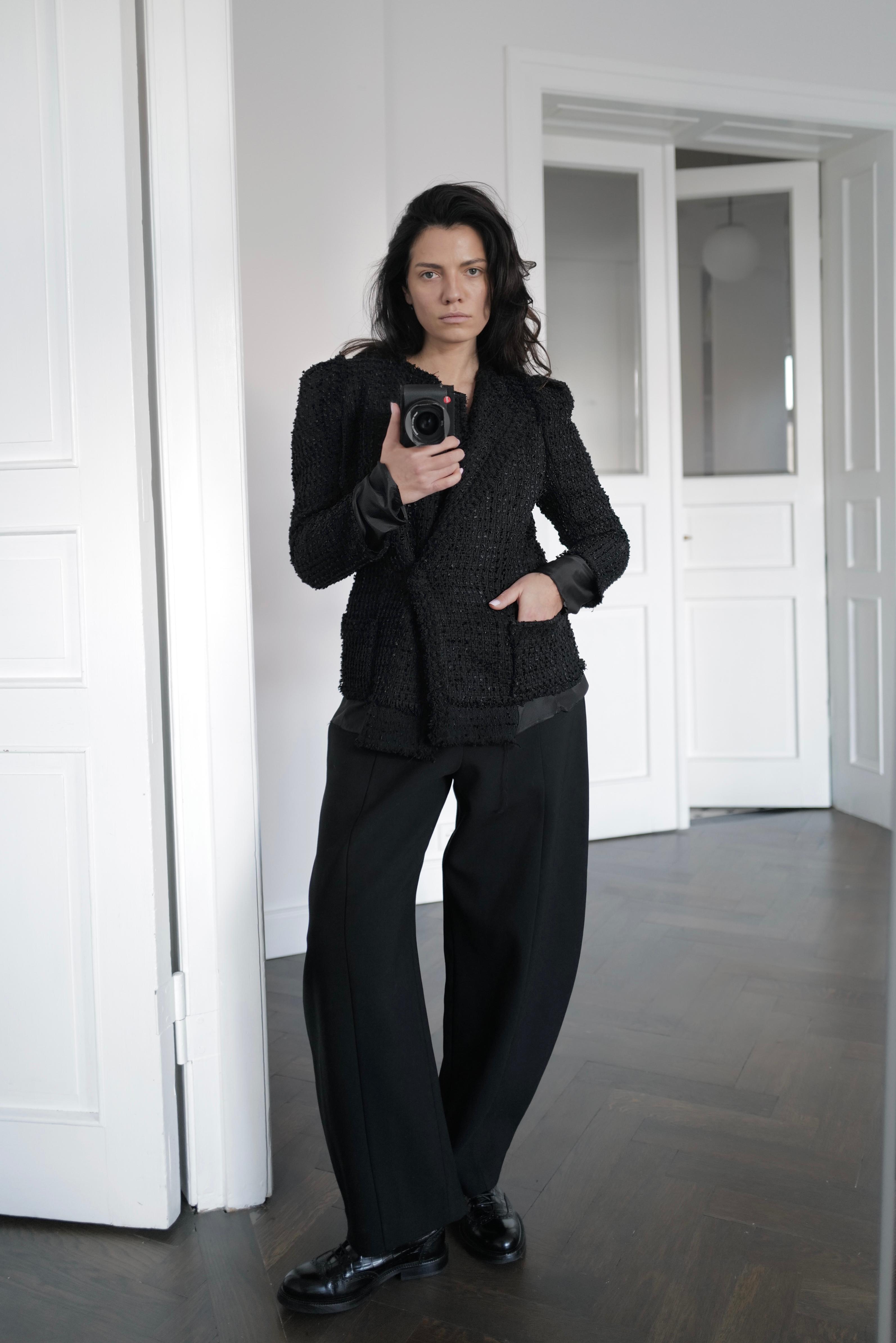 Silk/Cotton Double- Breasted Tweed Blazer AW25