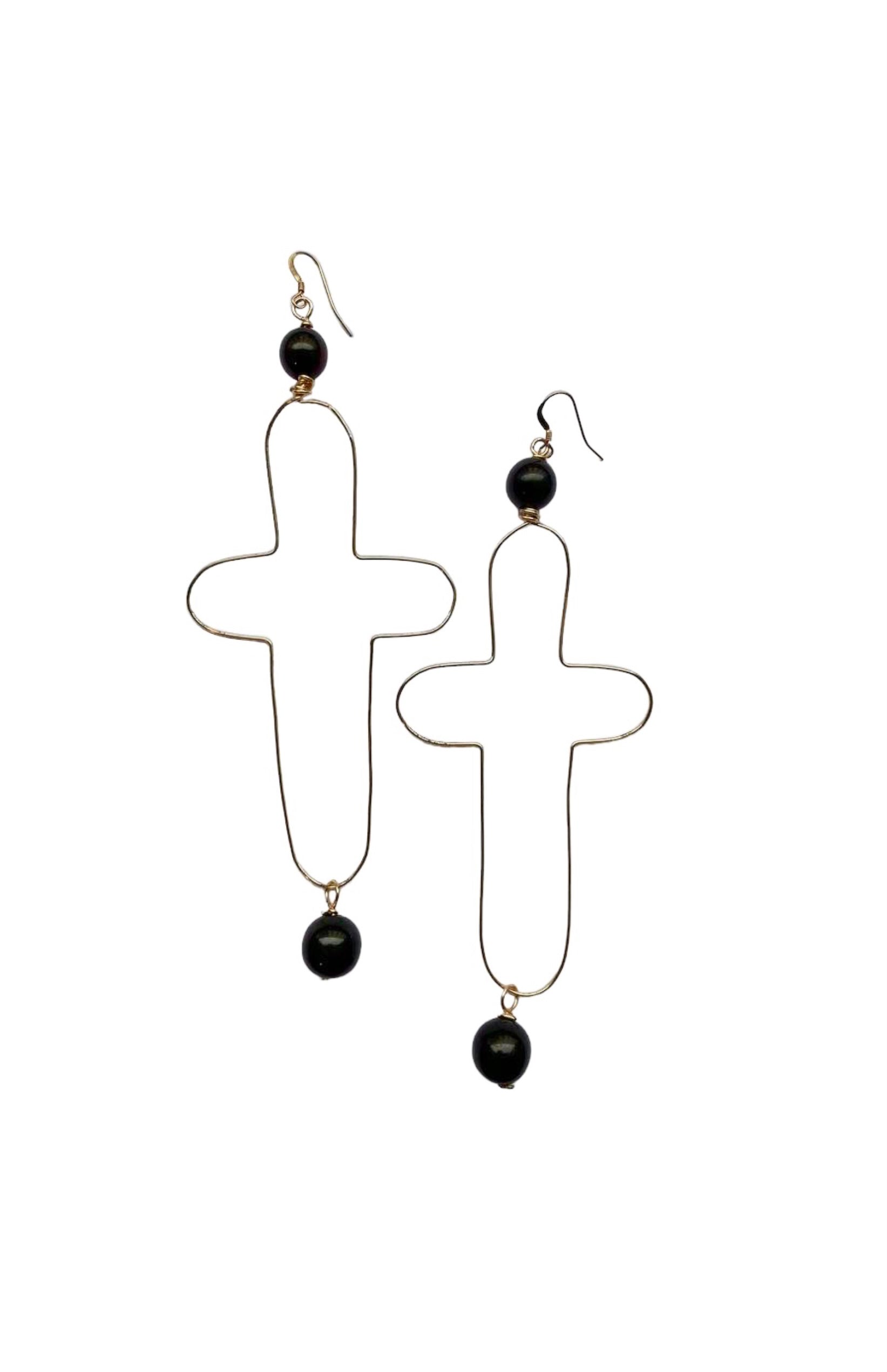 GOLD FILLED 14K ONYX STONE EARRINGS