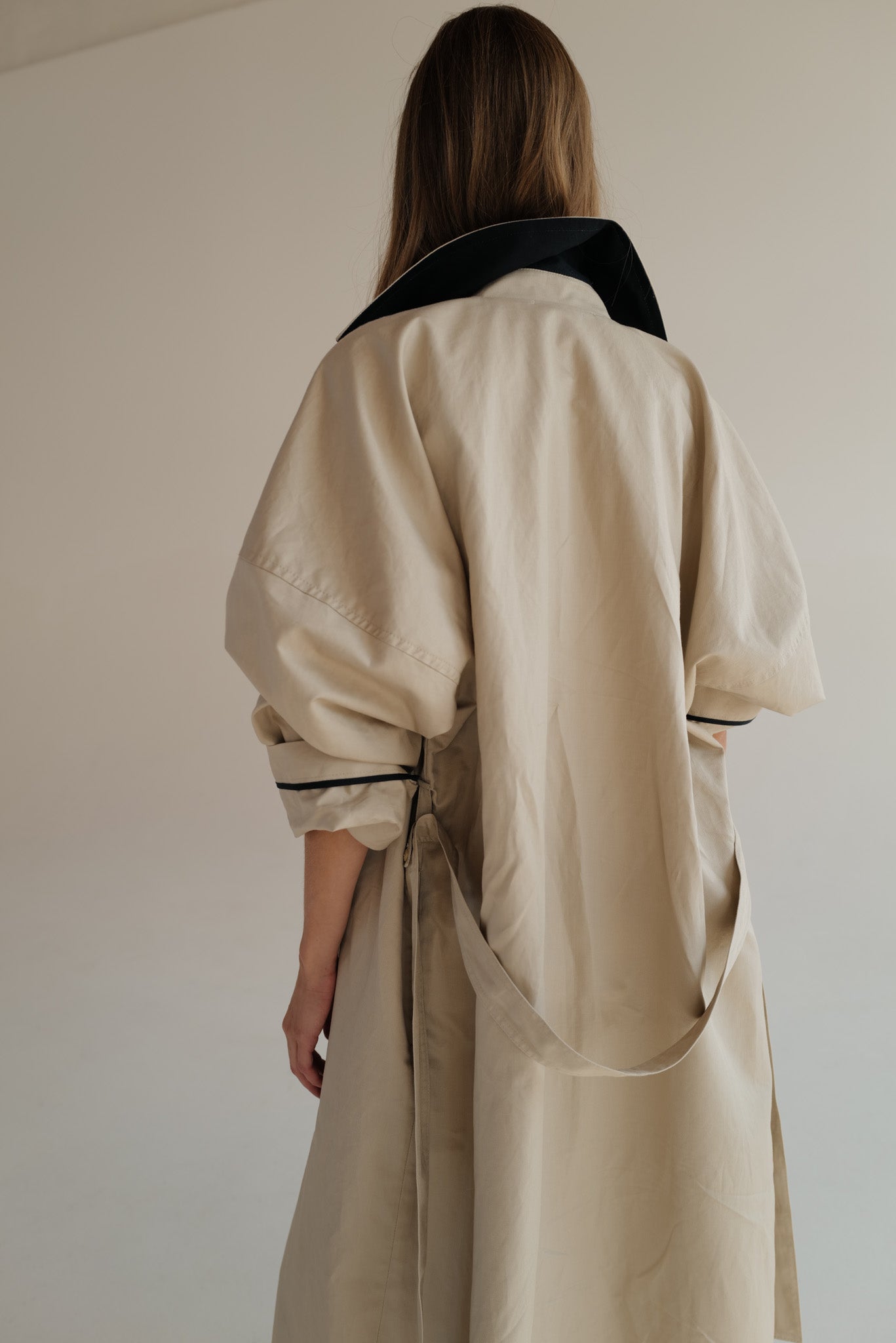 Oversized Double-Breasted Trench Coat AGATA with contrast collar