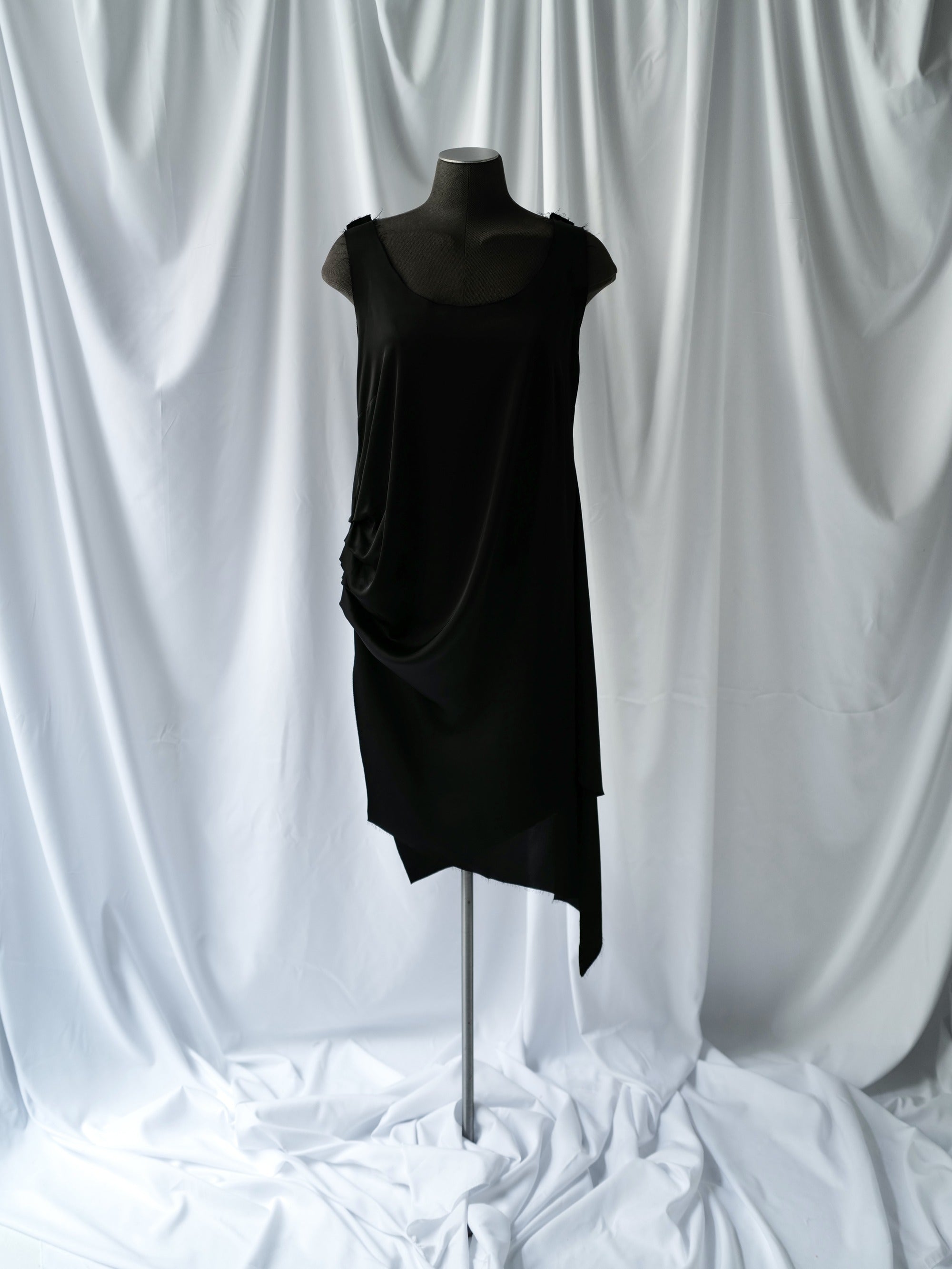 Light Cupra Asymmetrical Tunic with Raw Edges MELISSA