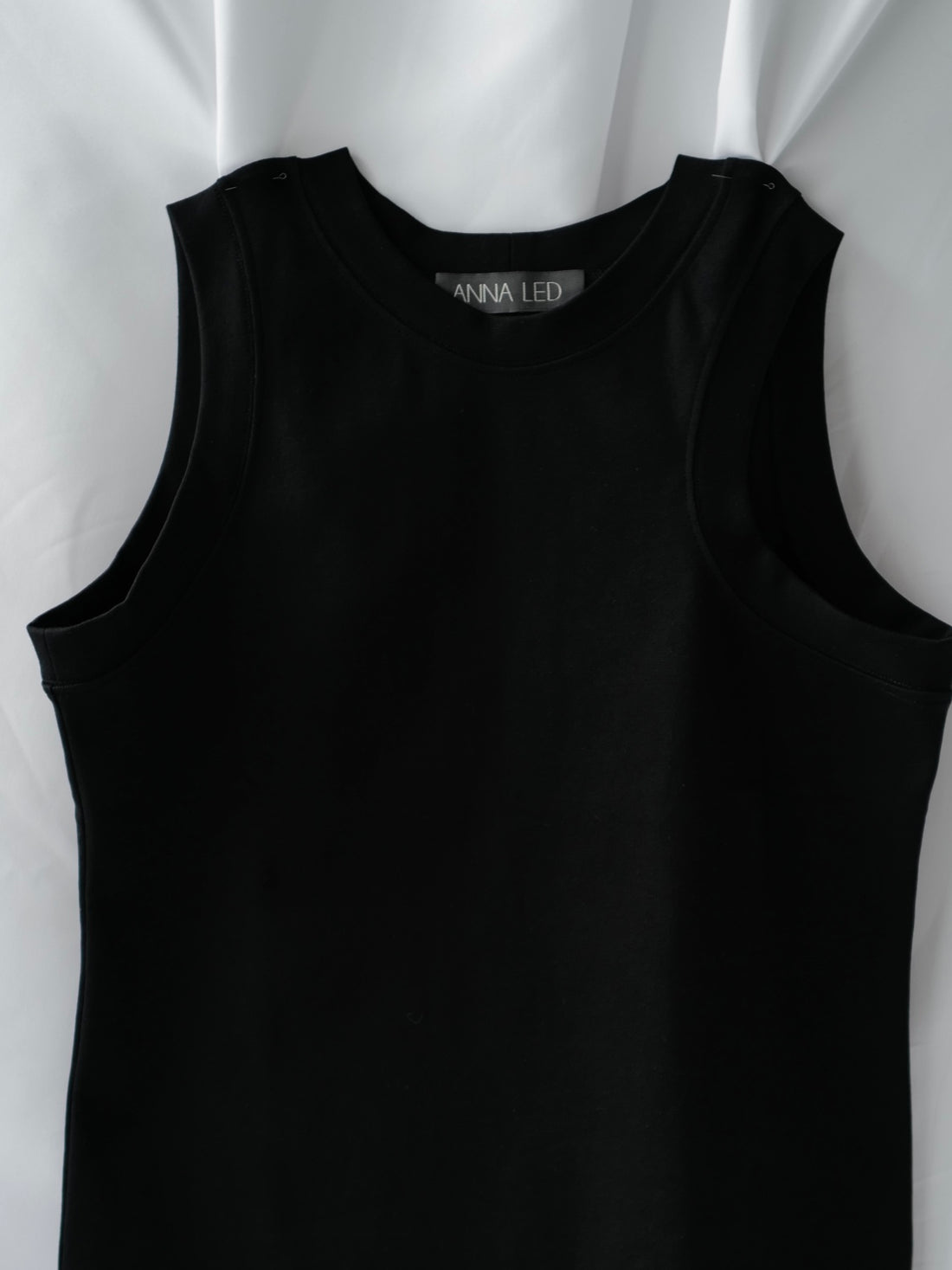 Black Organic Cotton Tank Top with Asymmetrical armhole SS25