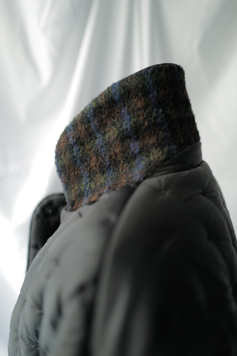 Quilted Jacket with a tweed collar
