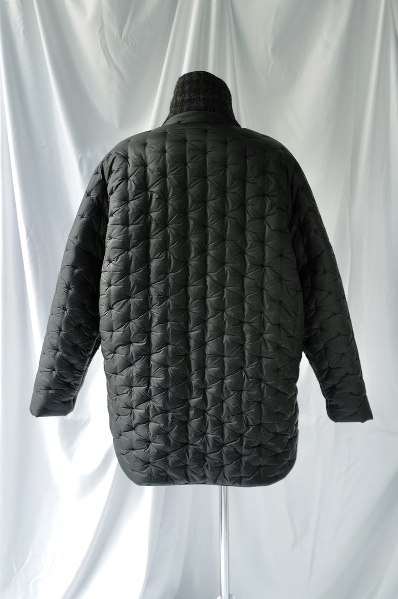 Quilted Jacket with a tweed collar