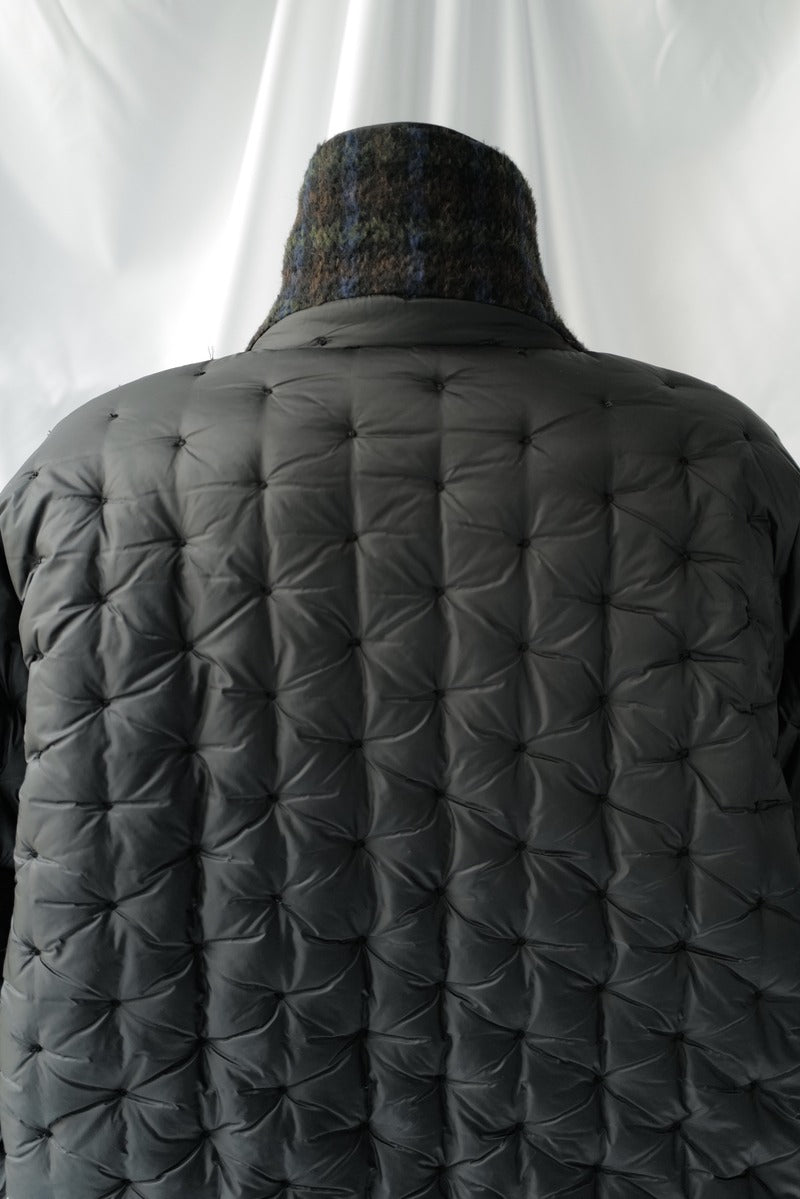 Quilted Jacket with a tweed collar