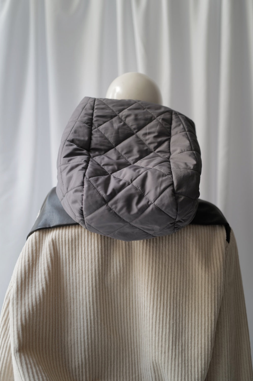 Quilted Hood in Smoky Lavender colour