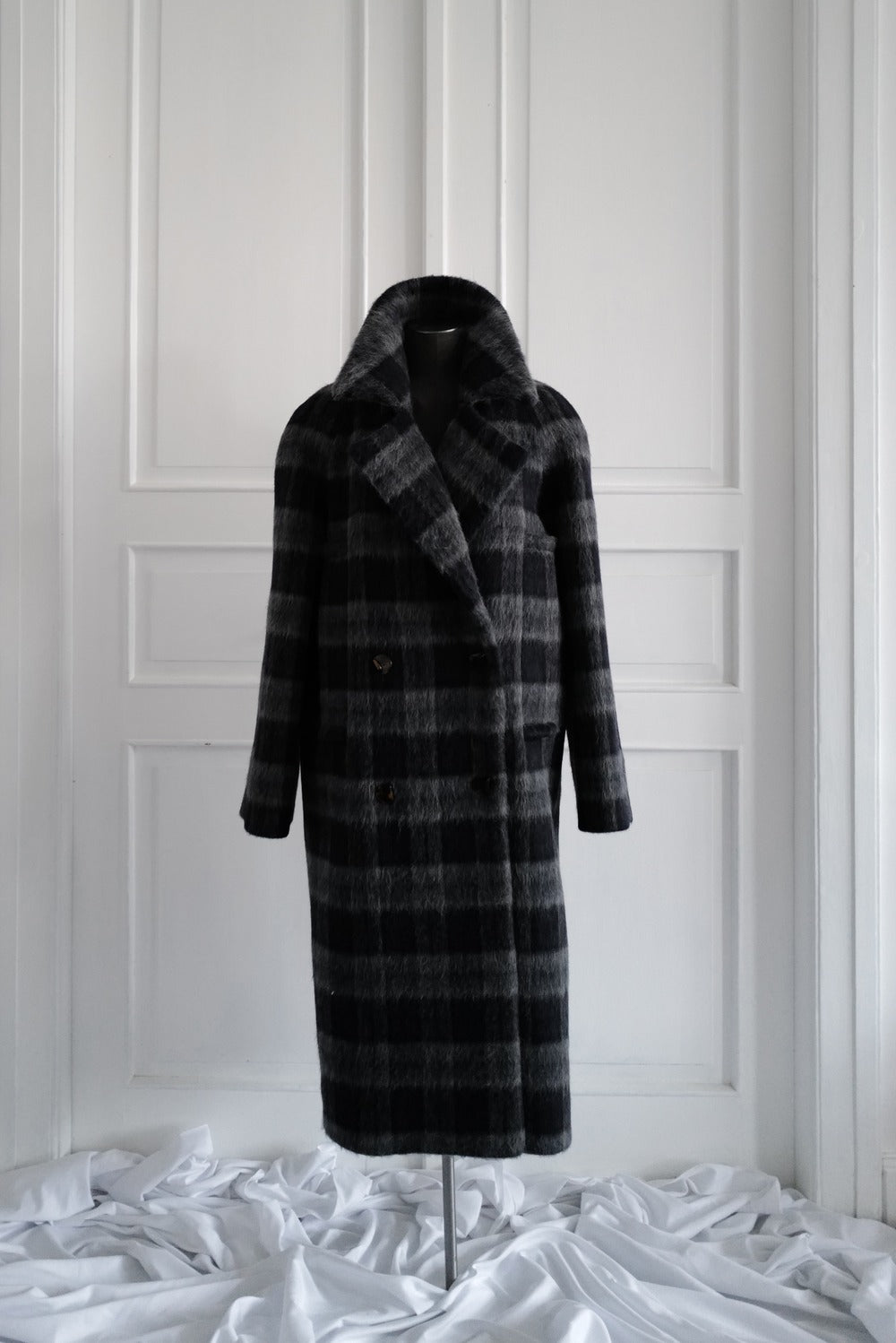 Liama Fluffy Double Breasted Plaid Coat AW25