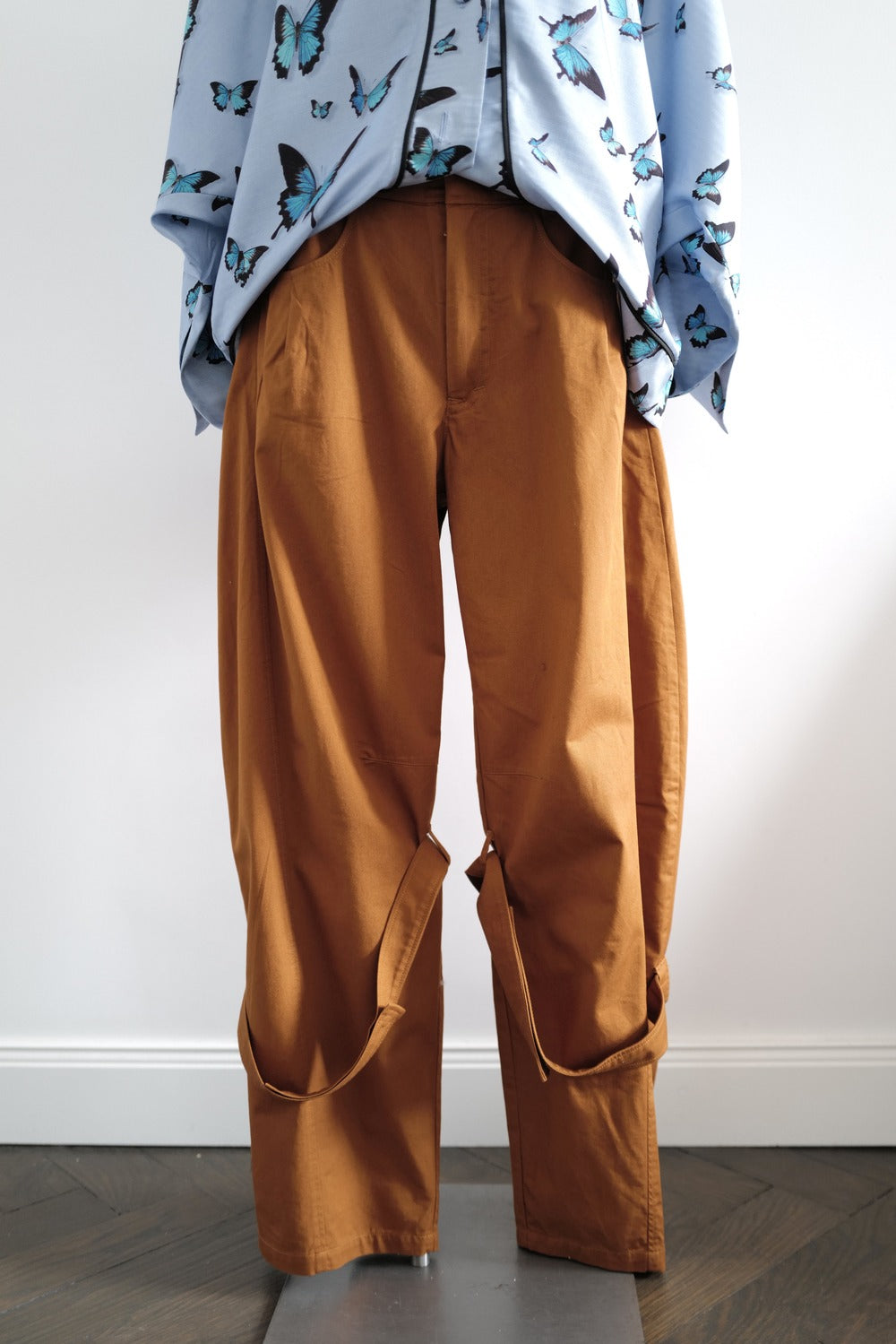 Cotton Gabardine CARGO Trousers with Tie details at the Hem