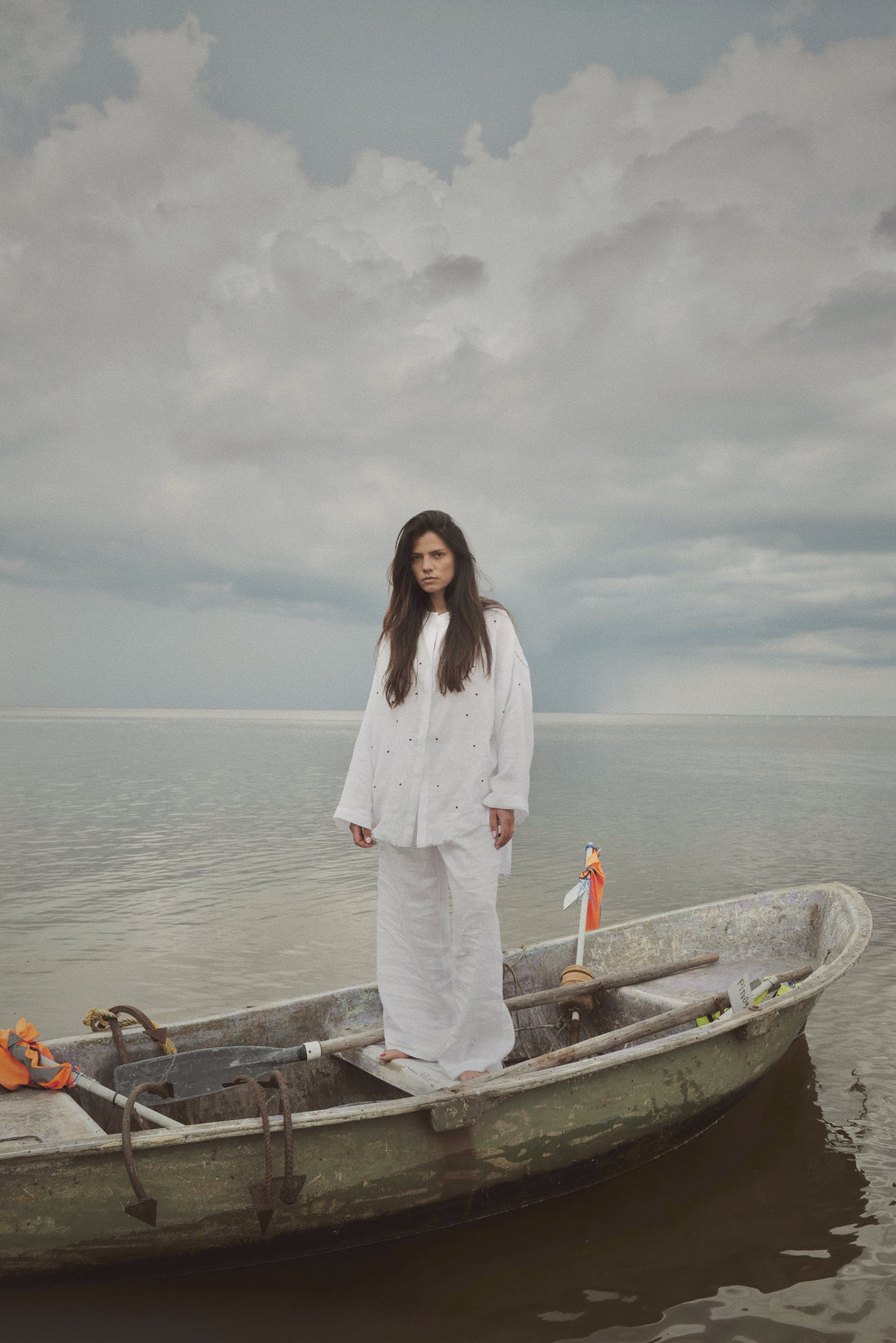 Soft Light Linen Shirt THE DOTS WHITE