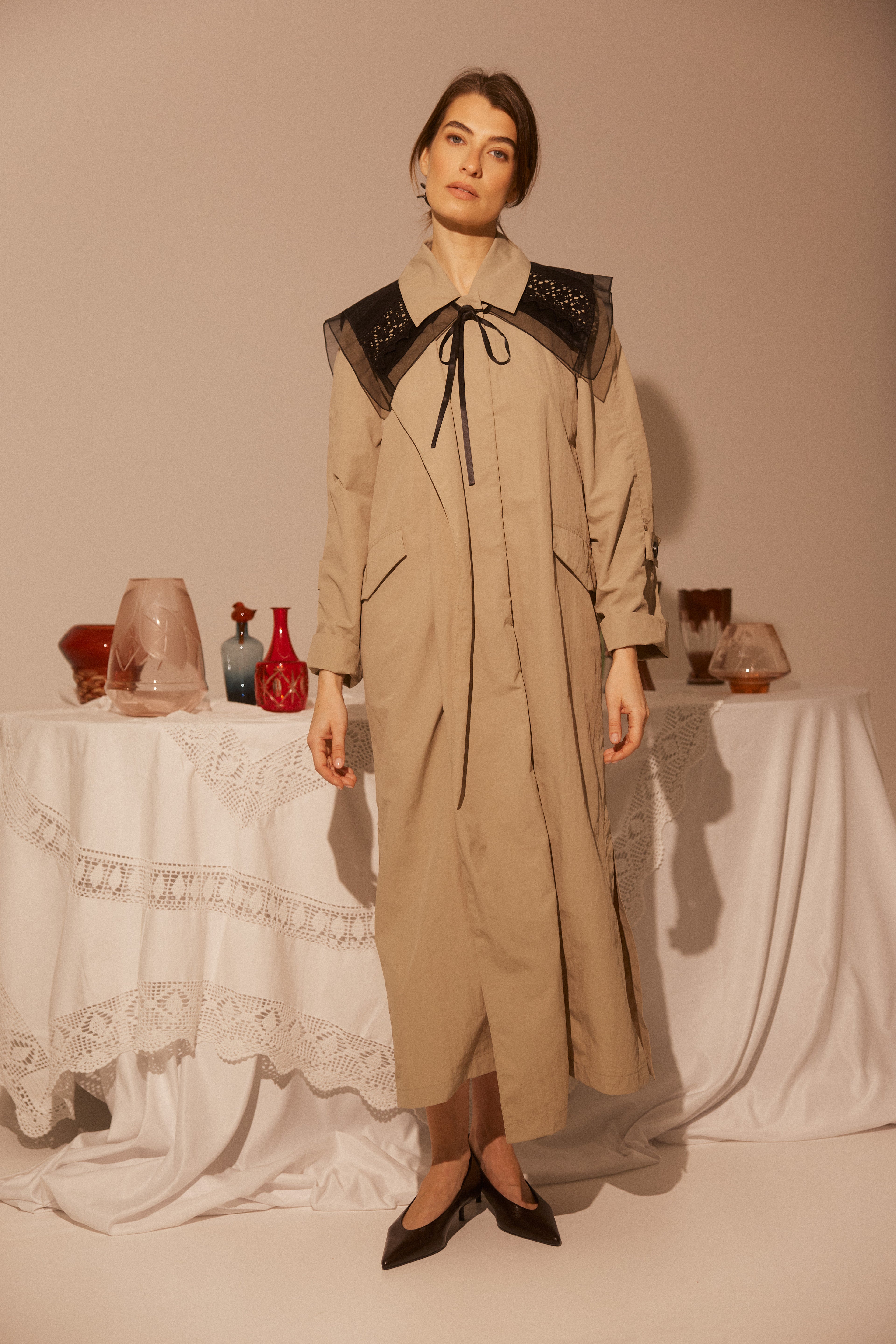 Hand Made Patchwork Collar SS26 In Black