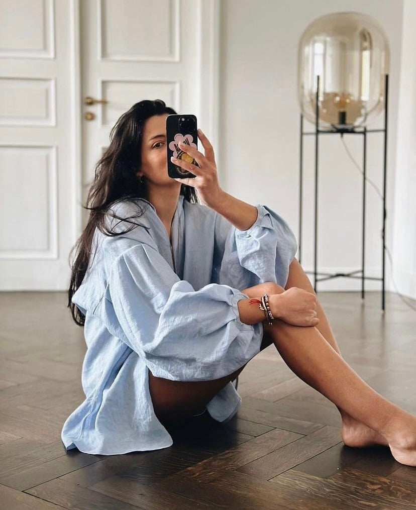 Linen Shirt-Tunic IRIS BLUE