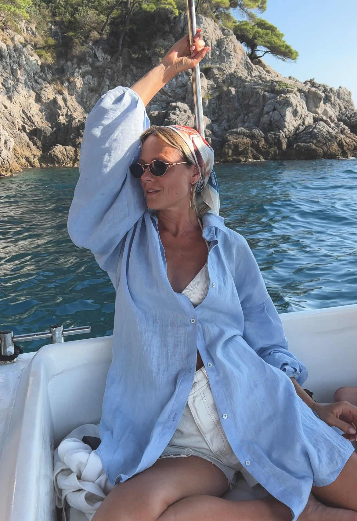 Linen Shirt-Tunic IRIS BLUE