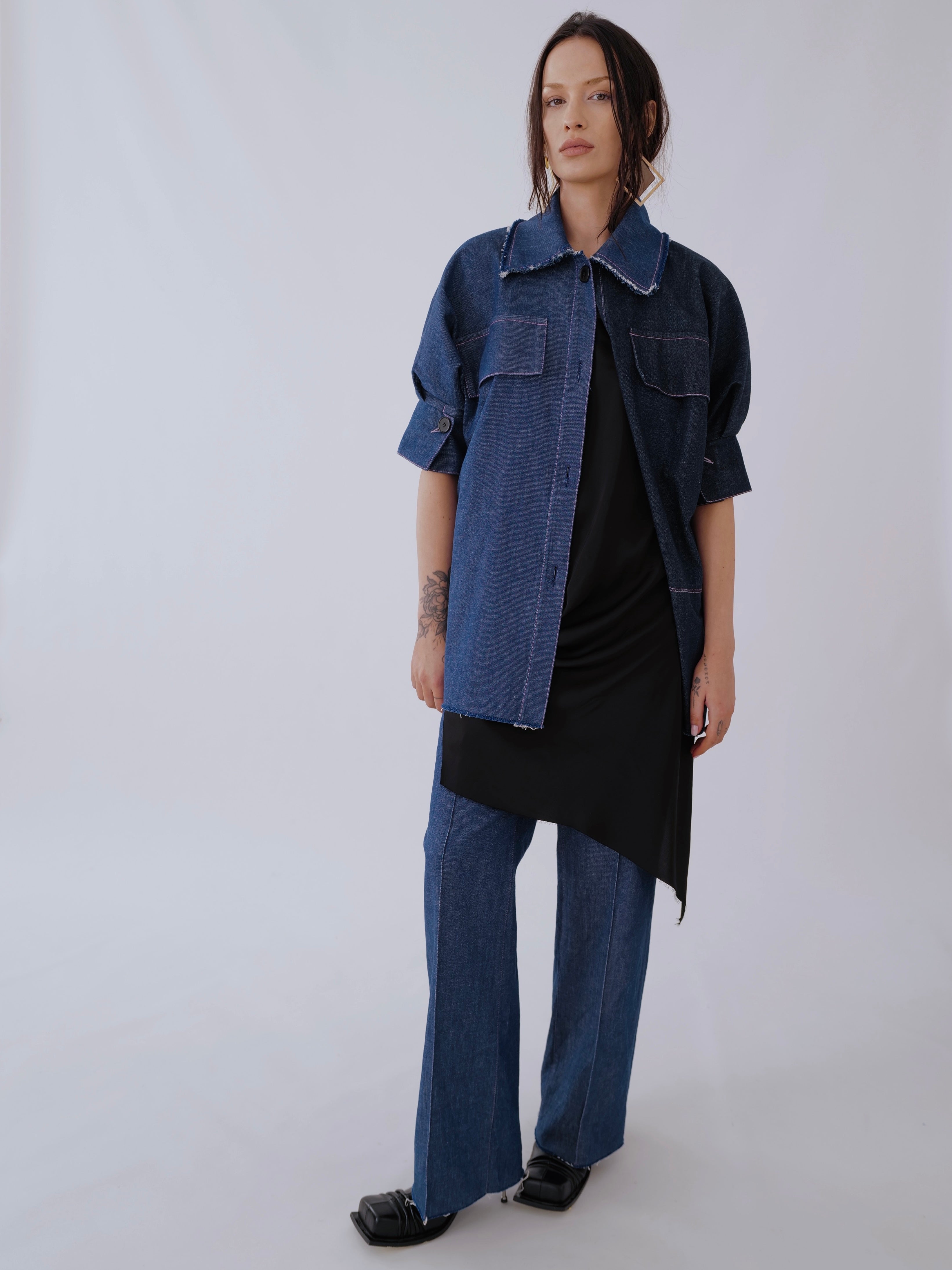 Cupra Asymmetrical Tunic with Raw Edges MELISSA