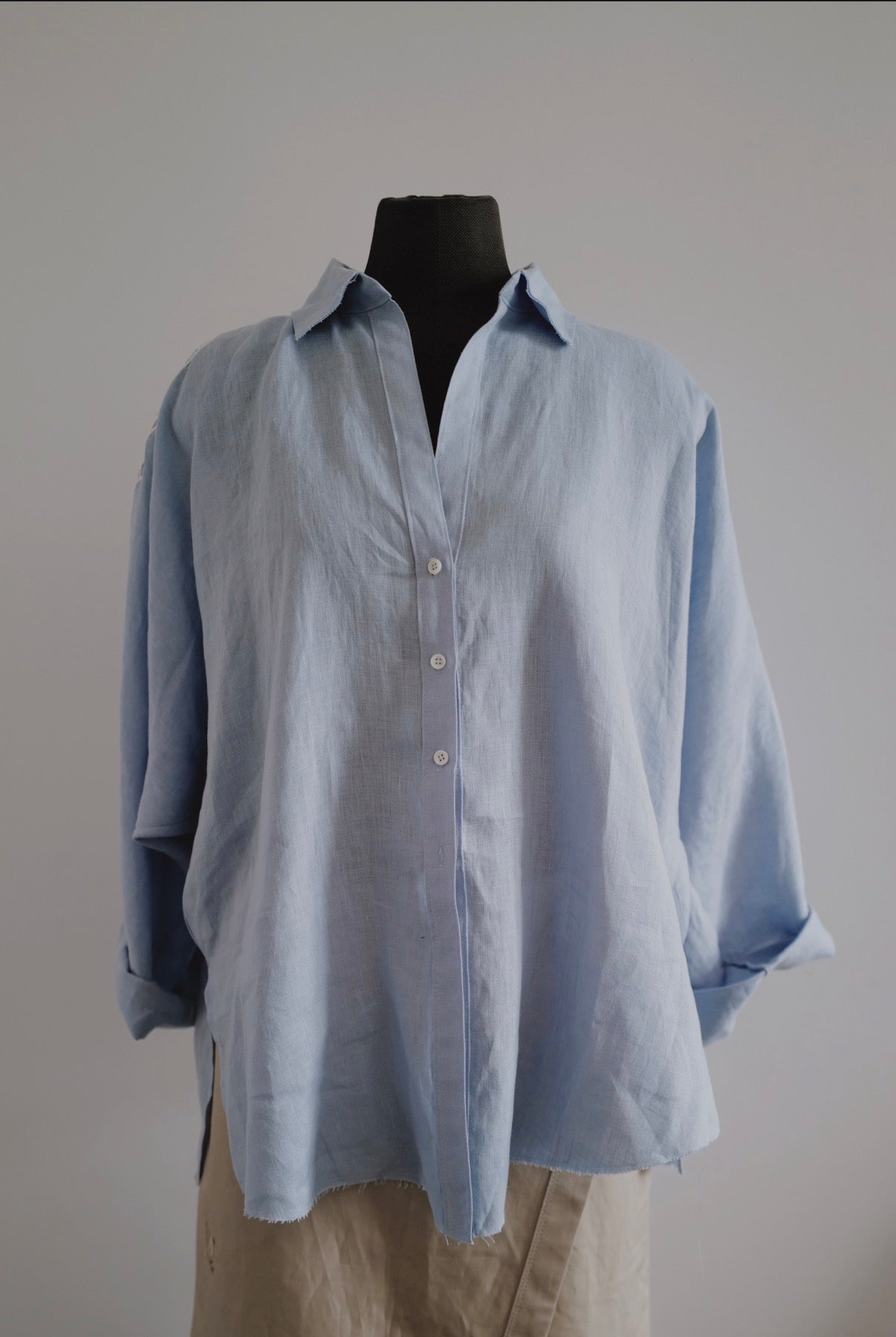 Handcrafted Embroidered Linen Kimono Shirt