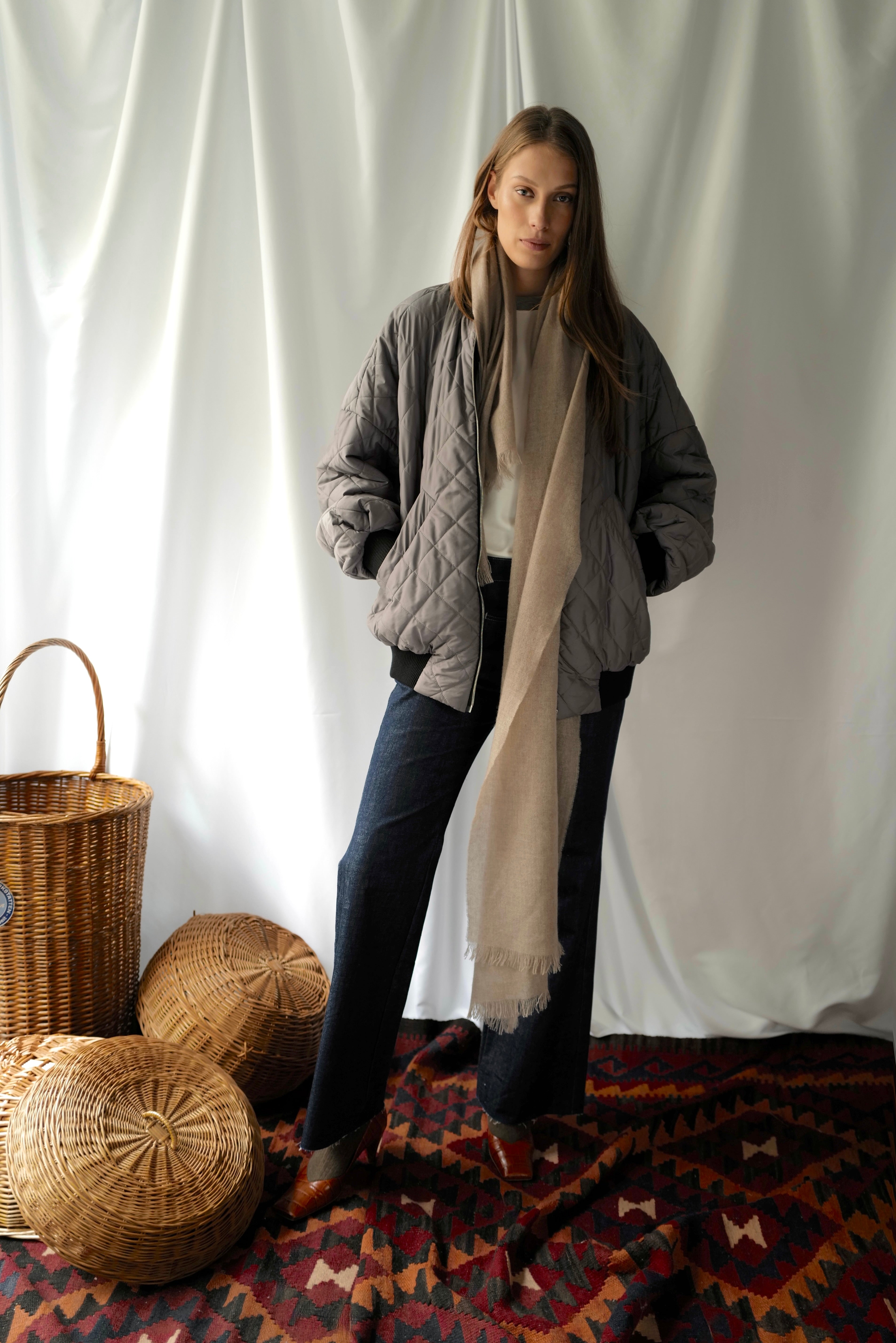 Quilted Oversized Bomber Jacket