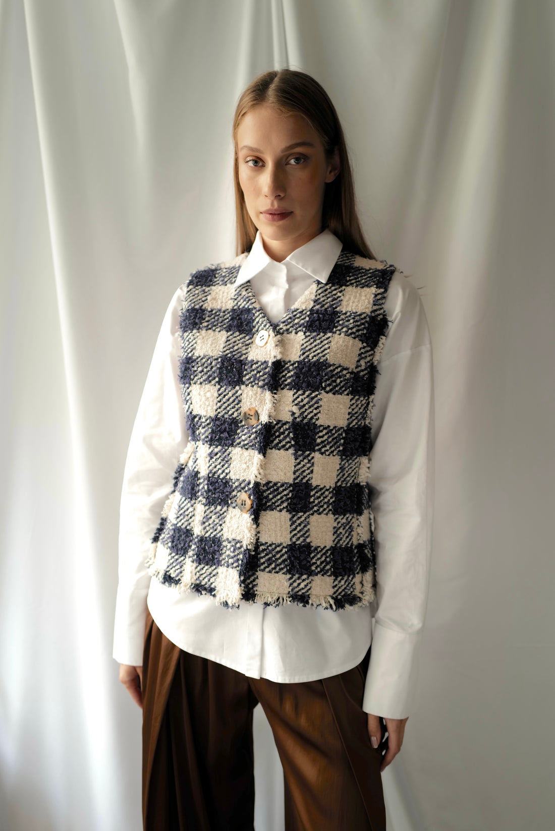 Gingham Tweed Vest AW25
