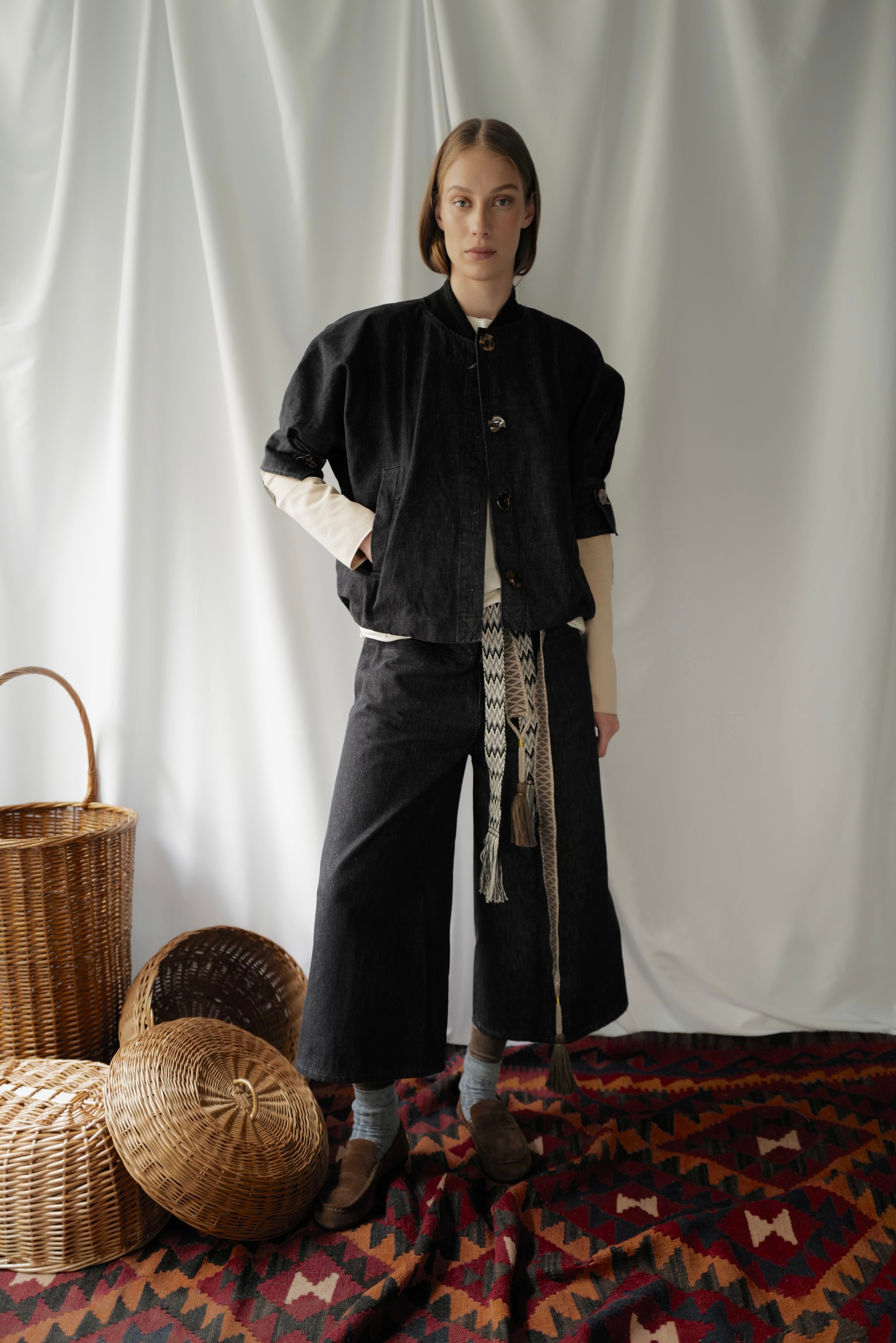 Dark Grey Raw Denim Bomber AW25