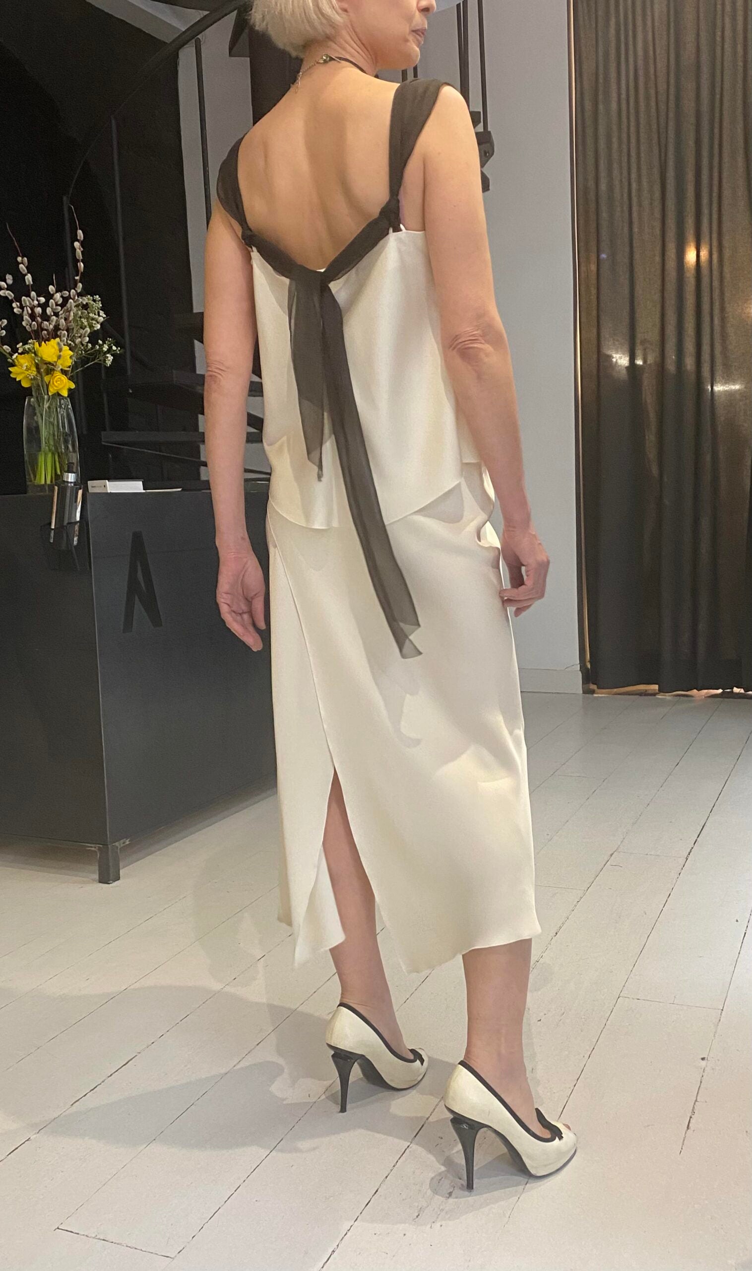SILK MIDI SKIRT MANHATTAN IN BEIGE SS/23