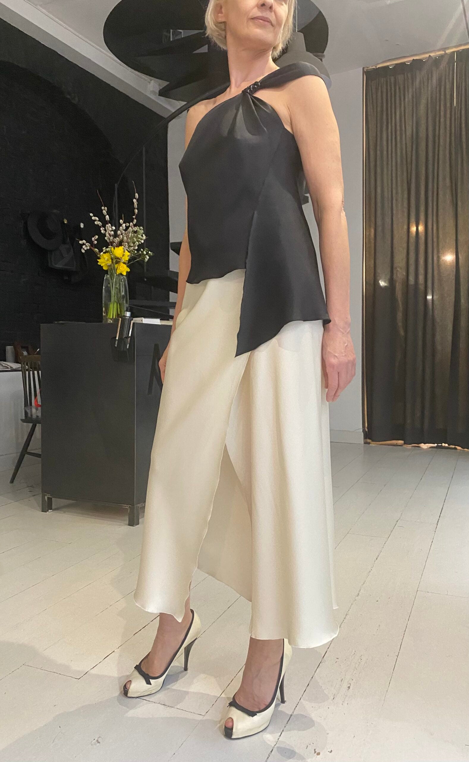 SILK MIDI SKIRT MANHATTAN IN BEIGE SS/23