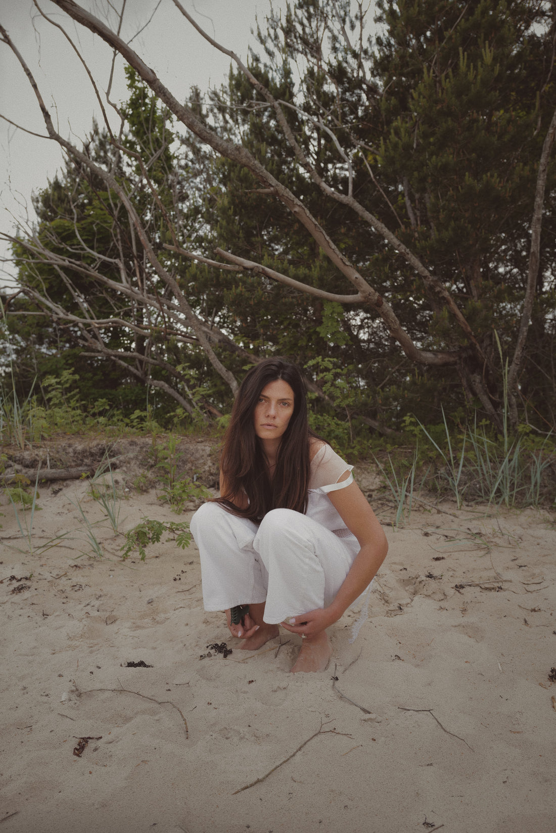 Linen Silk White Top GUNA