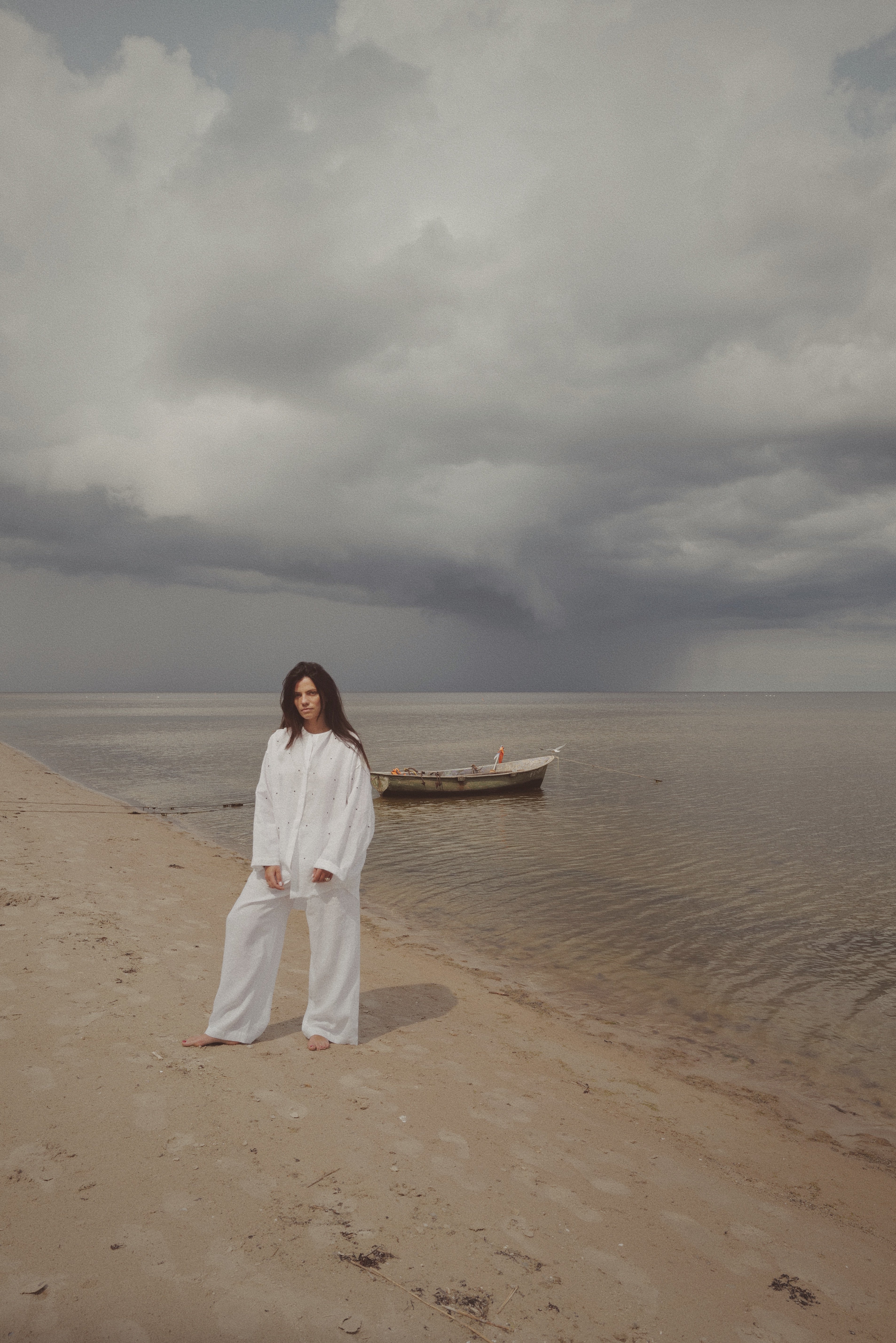 Soft Light Linen Shirt THE DOTS WHITE