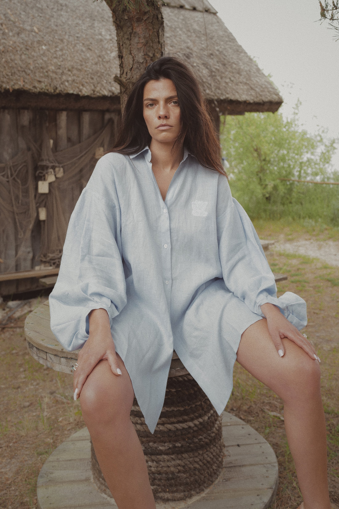 Linen Shirt-Tunic IRIS BLUE