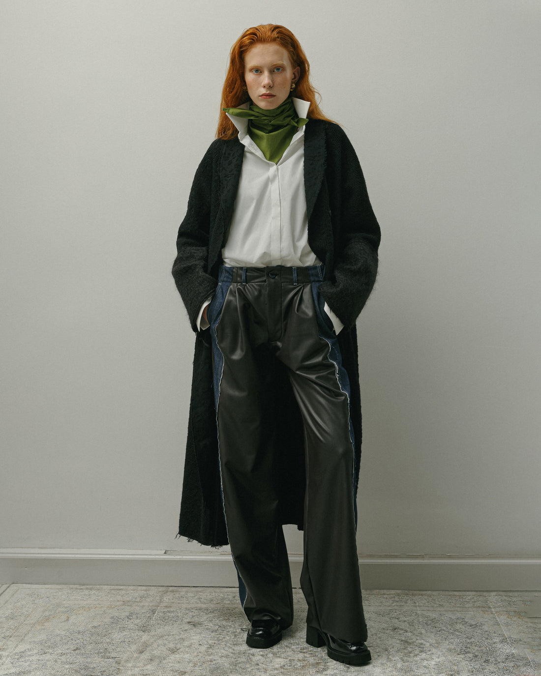 ECO LEATHER PANTS WITH JEAN SIDE DETAIL AW23/24