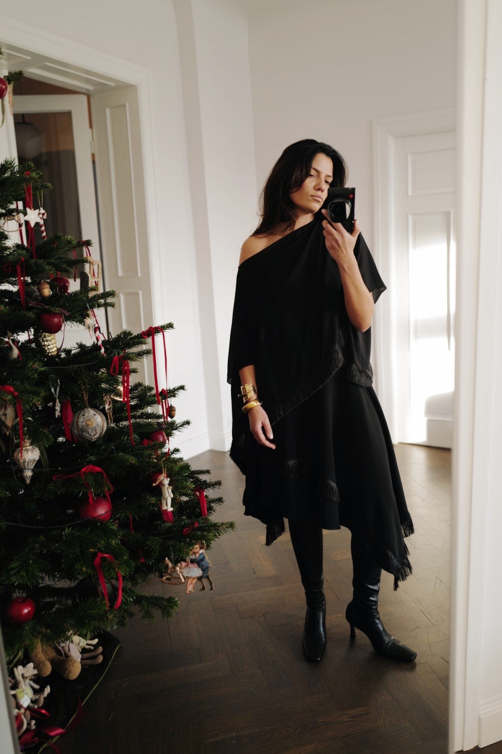 Silk Crepe Blouse -Tunic with Fringe NICA (Last item)
