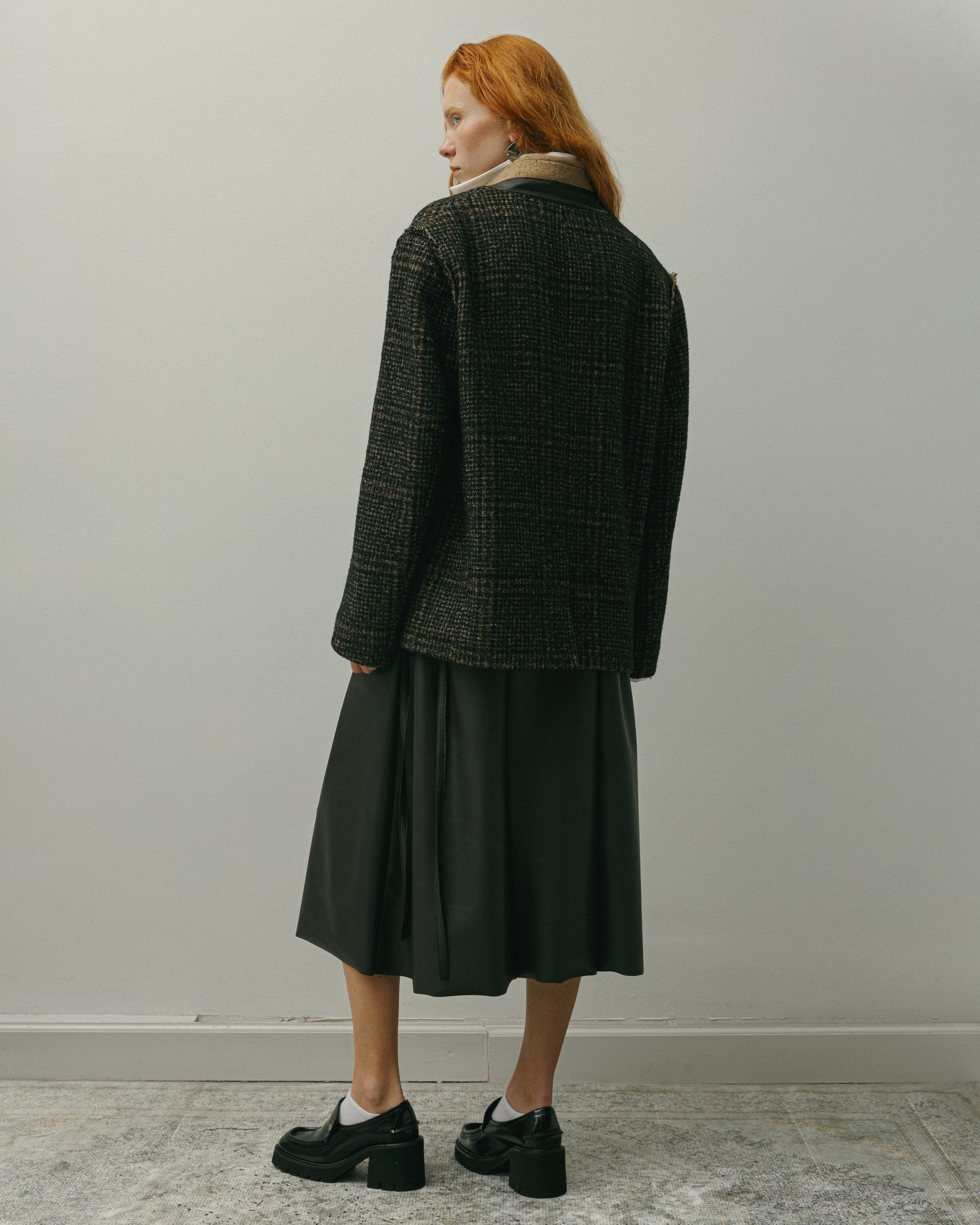 TWEED BLAZER WITH LEATHER POCKETS AW23/24