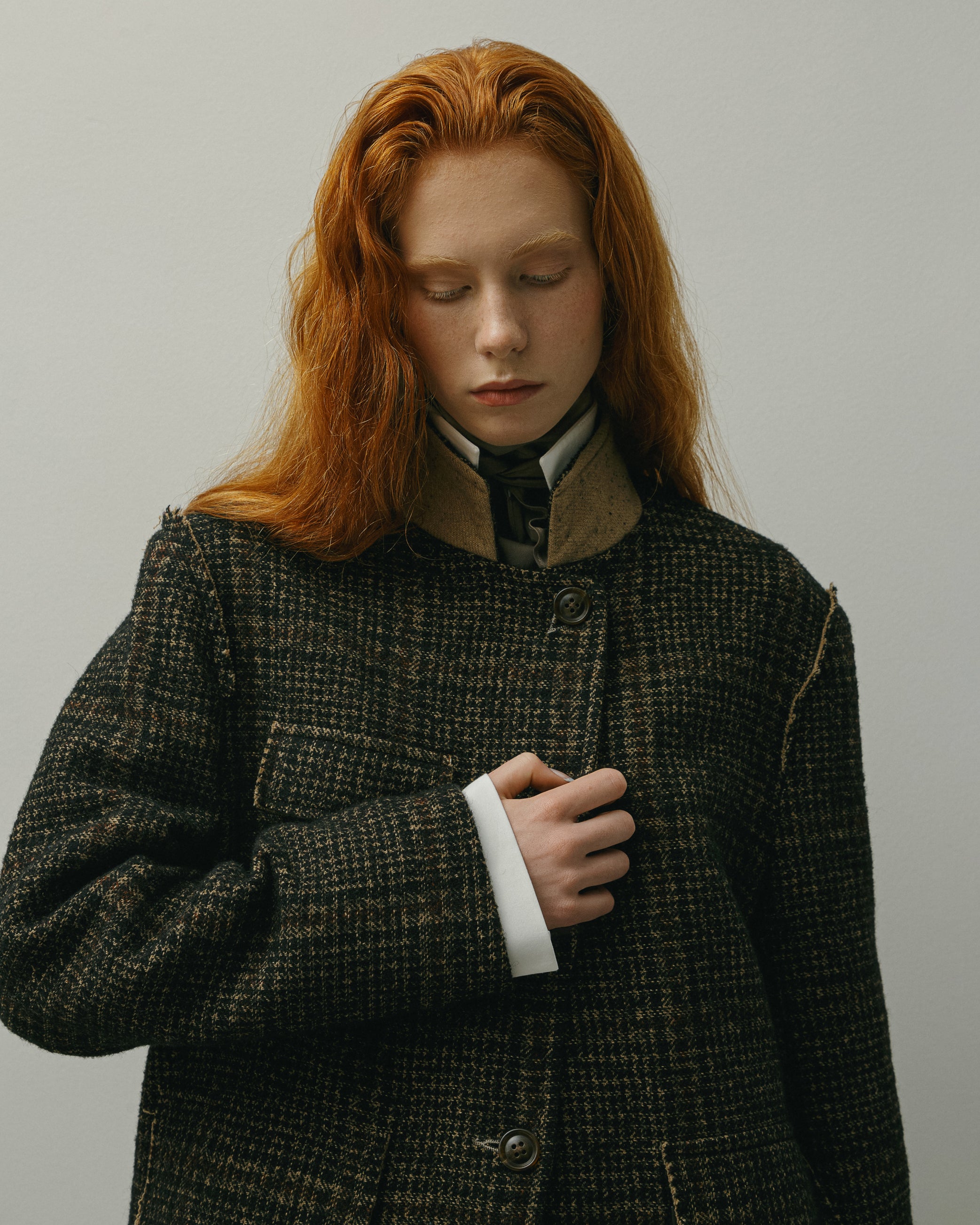 TWEED BLAZER WITH LEATHER POCKETS AW23/24