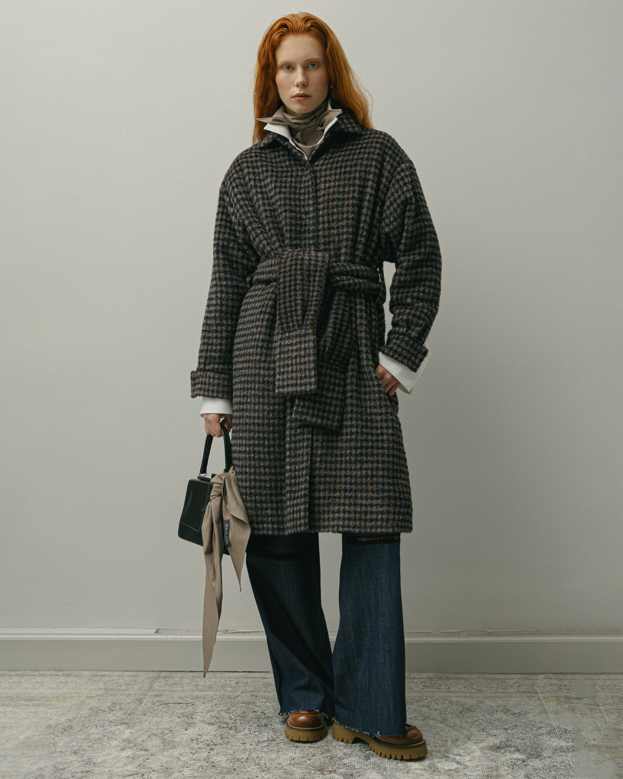 WOOL CHECKERED MIDI COAT AW23/24