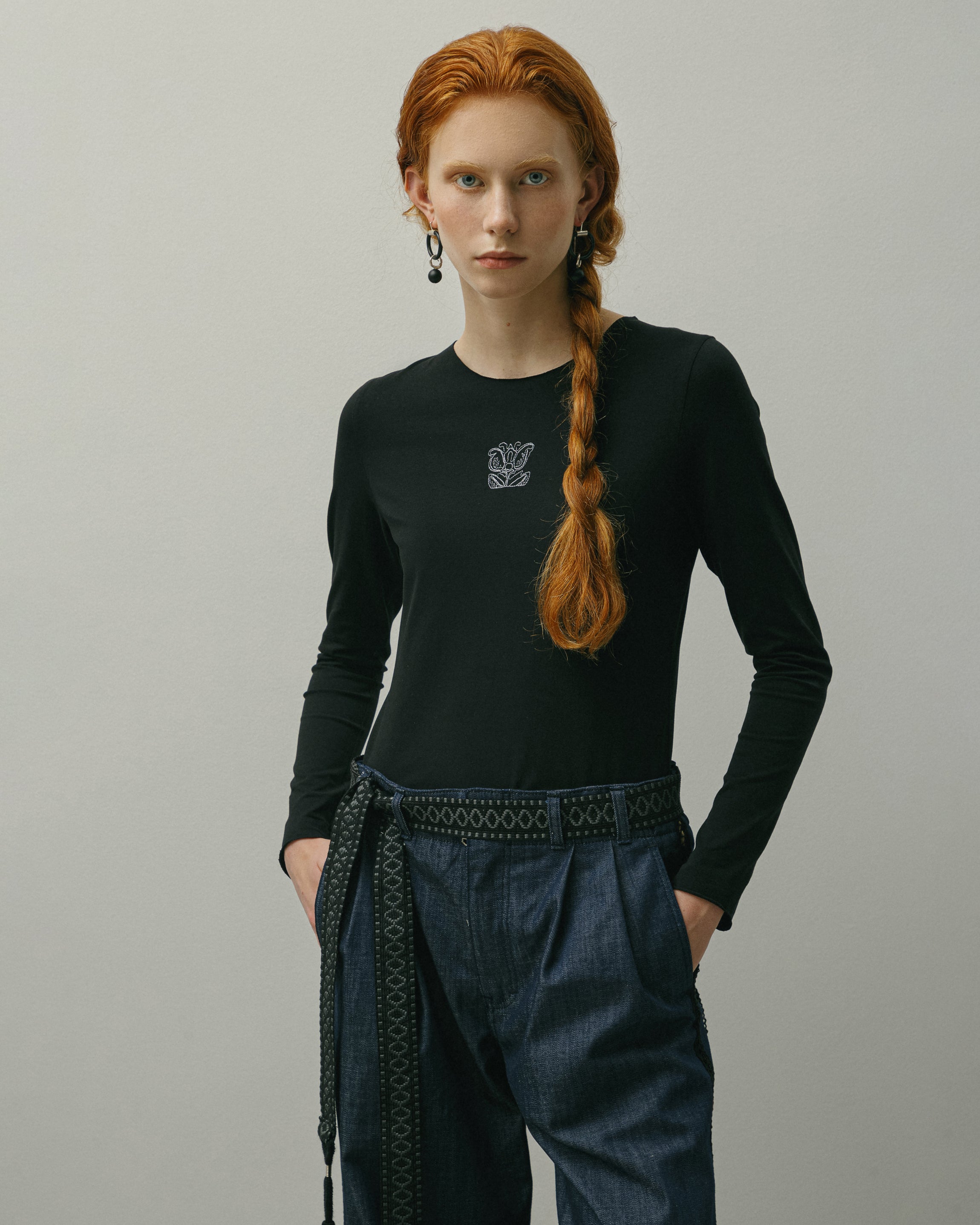Organic Cotton Long-Sleeve Top In Charcoal Colour AW23/24