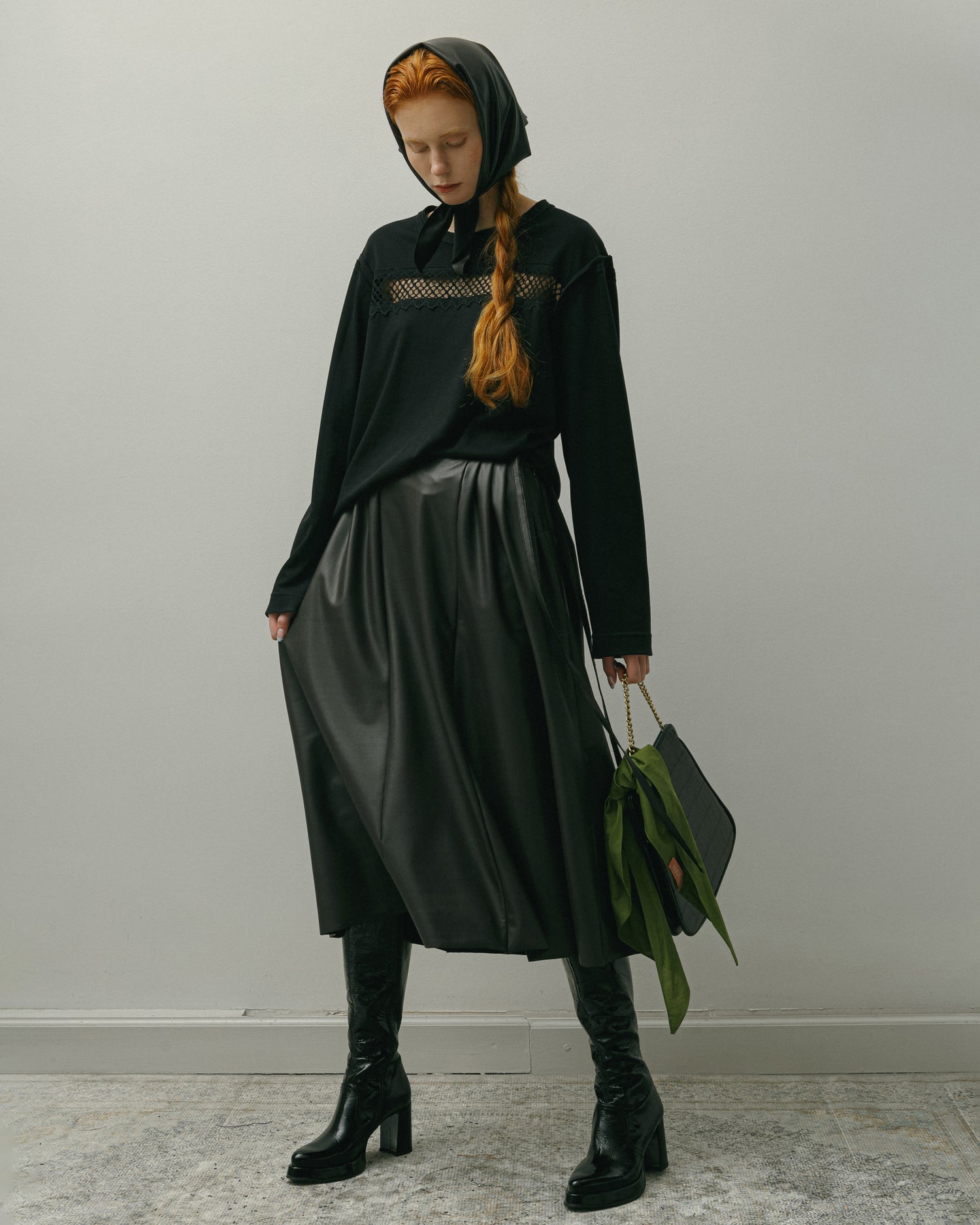 Eco Leather Pleated Midi Skirt MIMI