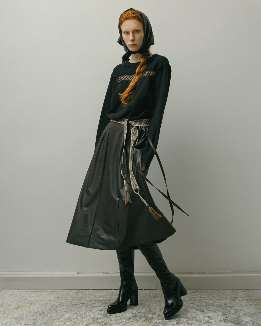 Eco Leather Pleated Midi Skirt MIMI