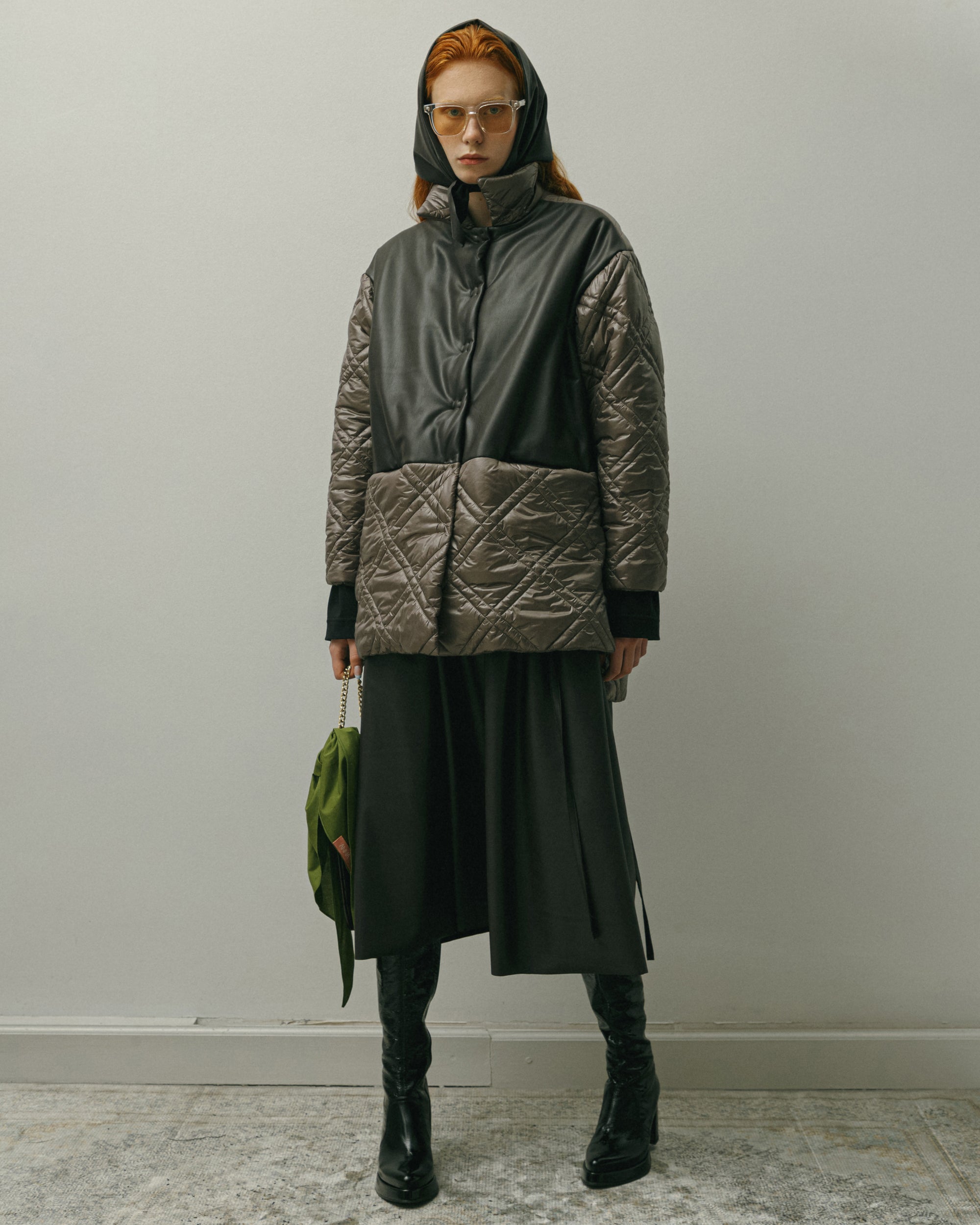 QUILTED JACKET WITH LEATHER DETAIL AW23/24