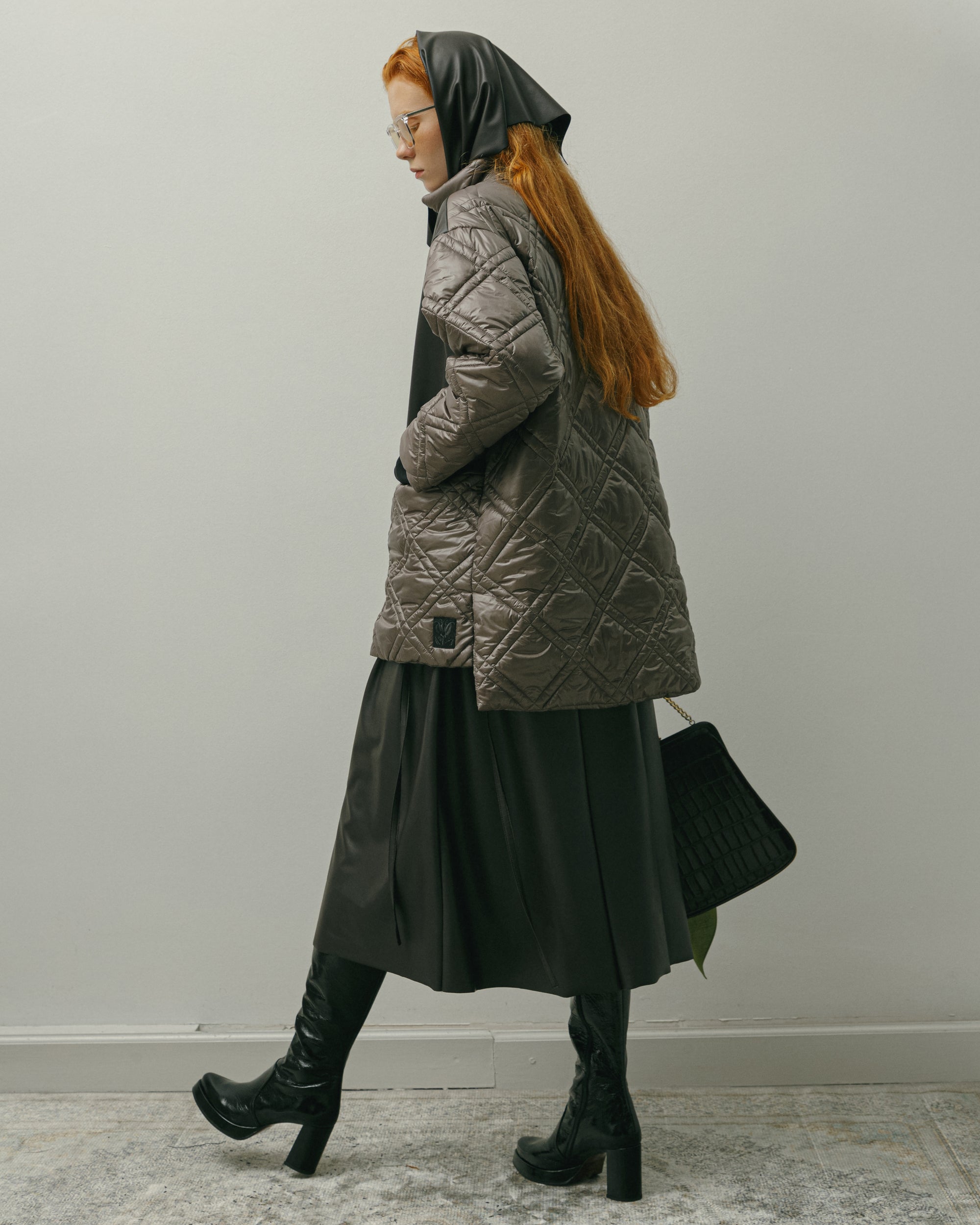 QUILTED JACKET WITH LEATHER DETAIL AW23/24