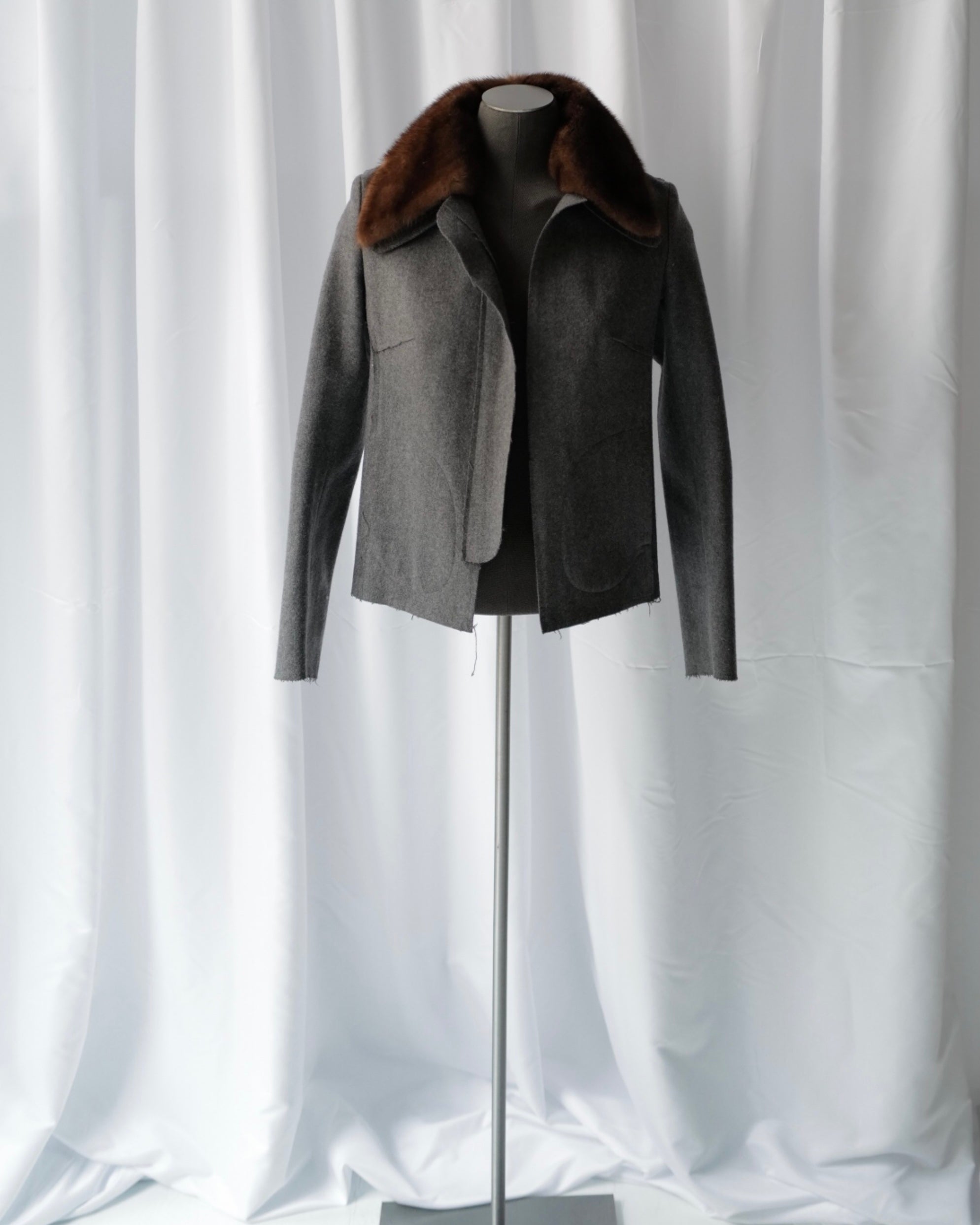 Felt Wool short jacket with Mink collar FW16