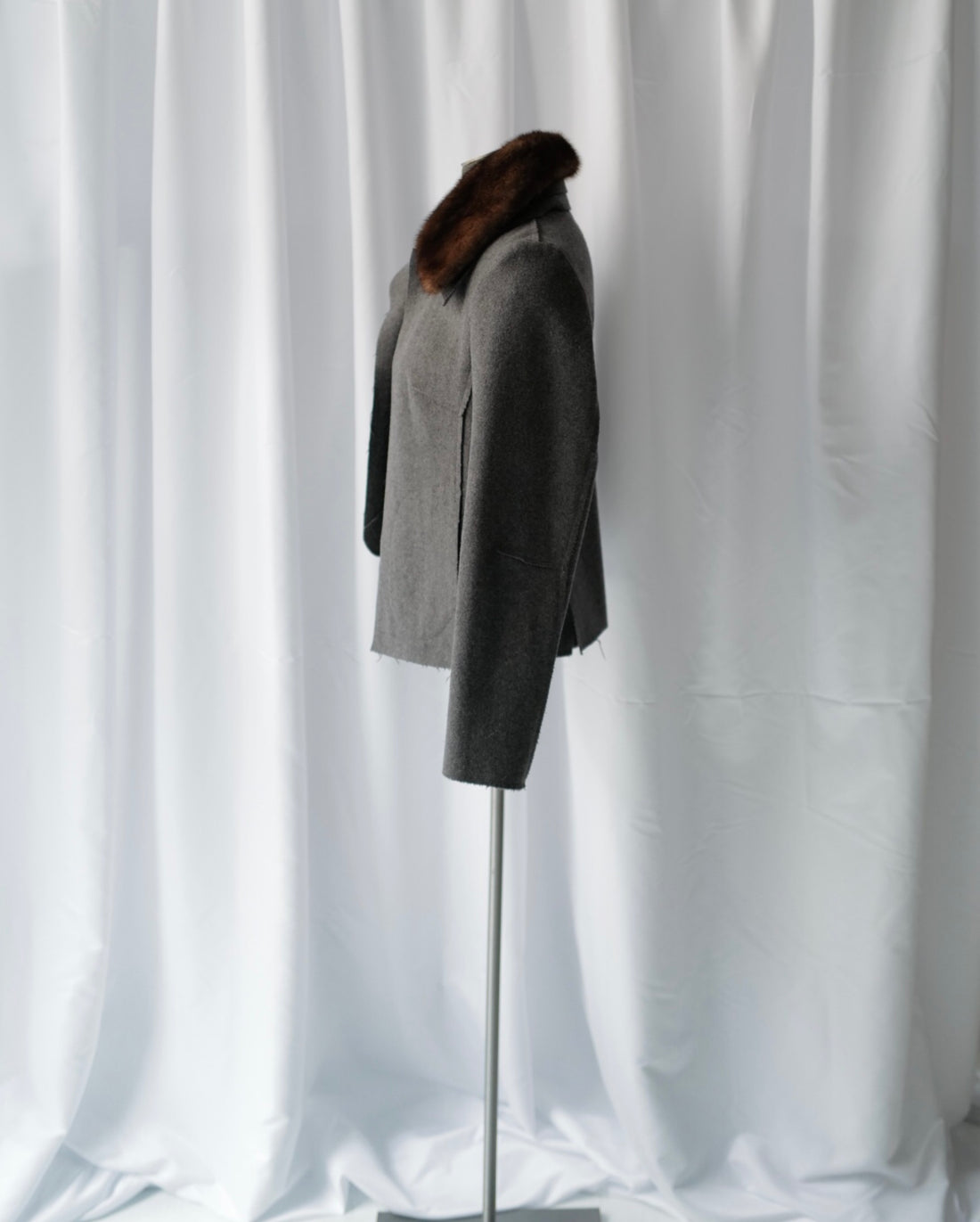 Felt Wool short jacket with Mink collar FW16