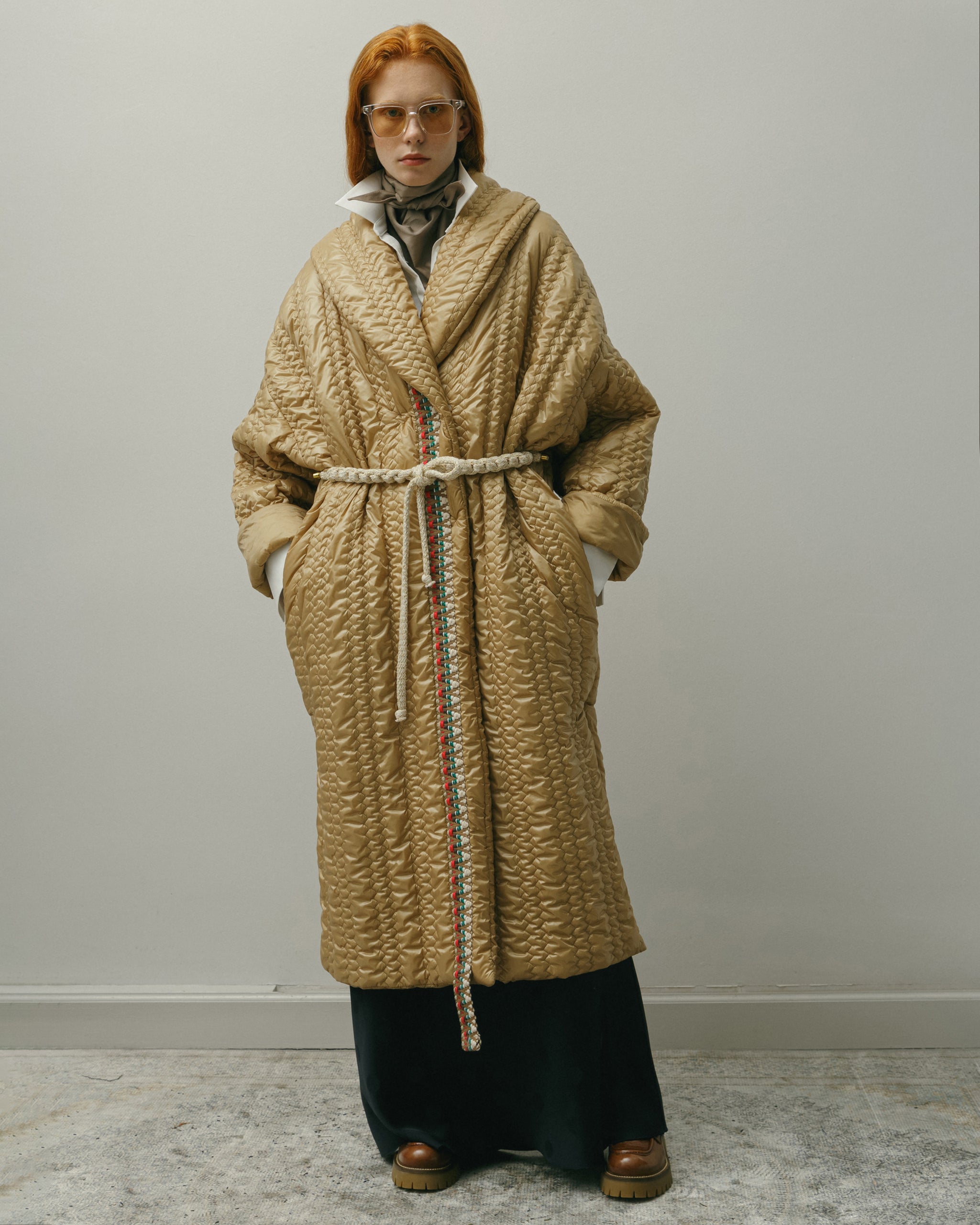 LONG GOLD QUILTED COAT AW23/24
