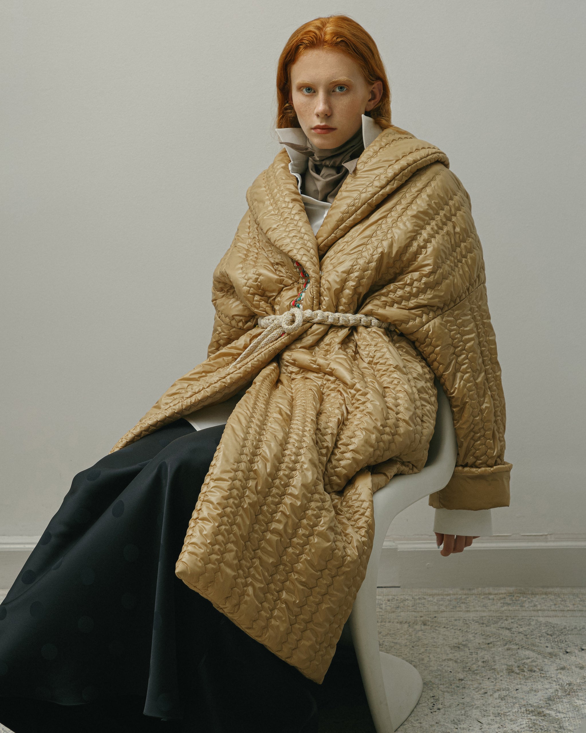 LONG GOLD QUILTED COAT AW23/24