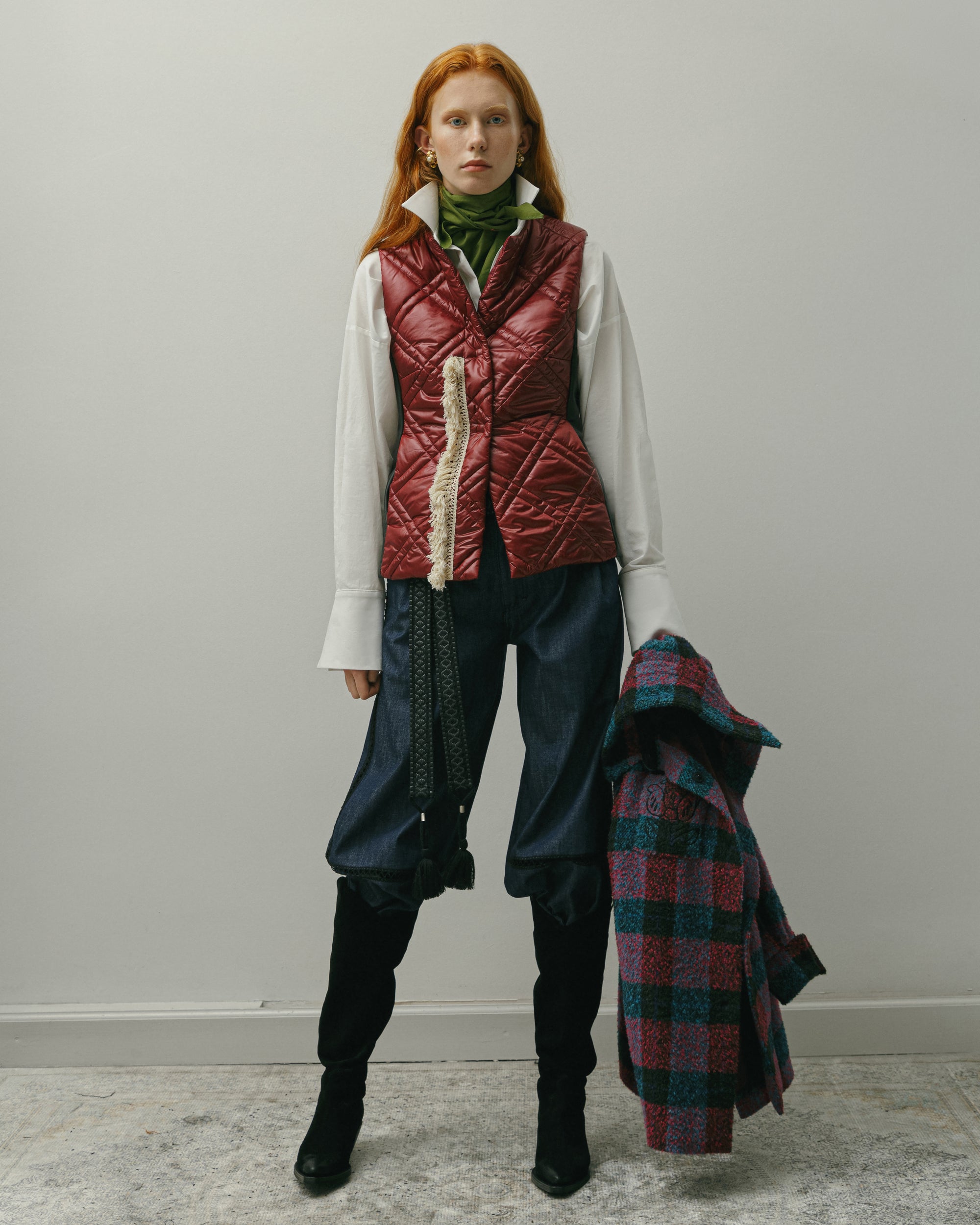 QUILTED VEST WITH FRINGE DETAIL AW23/24