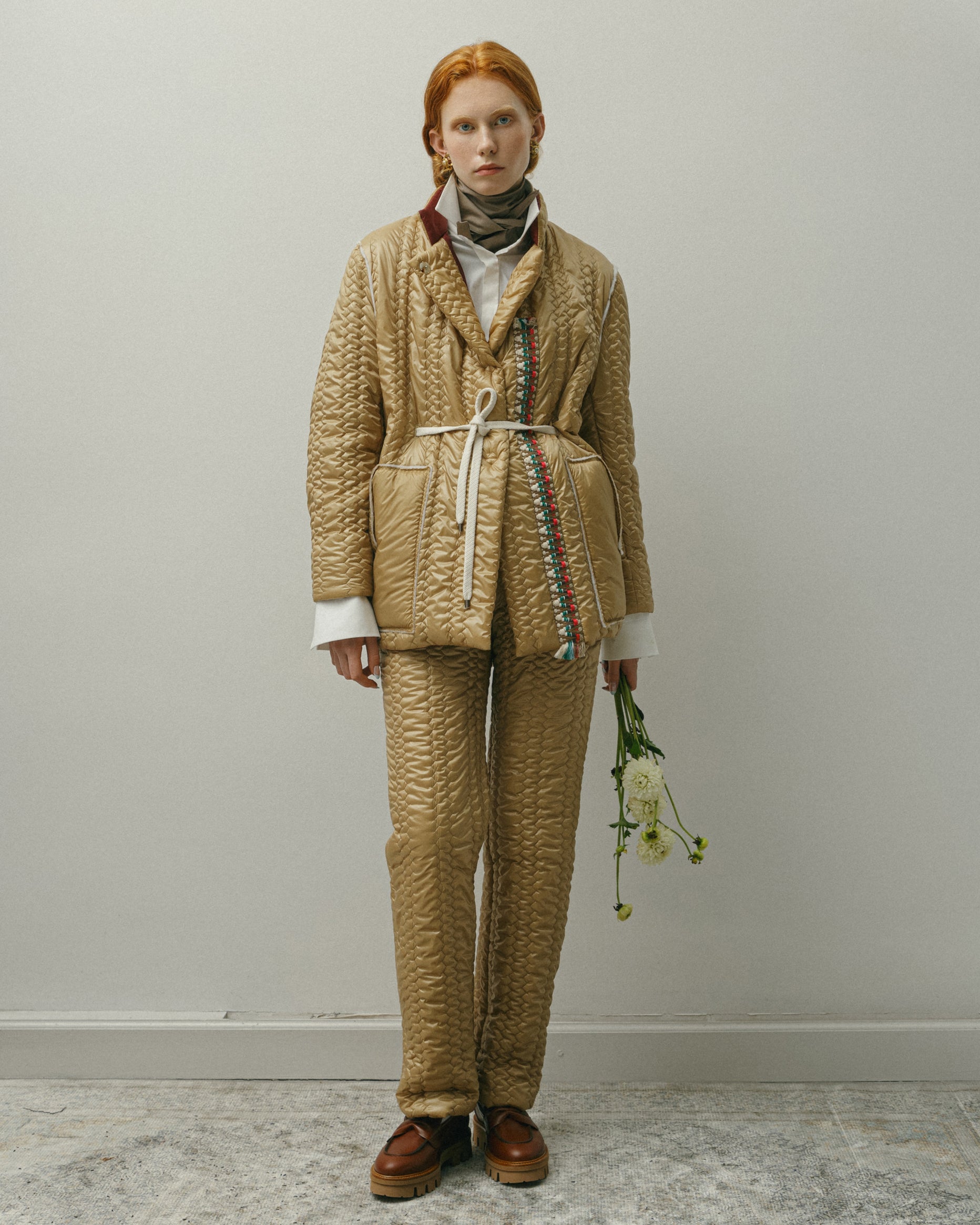 QUILTED GOLD TROUSERS AW 23/24