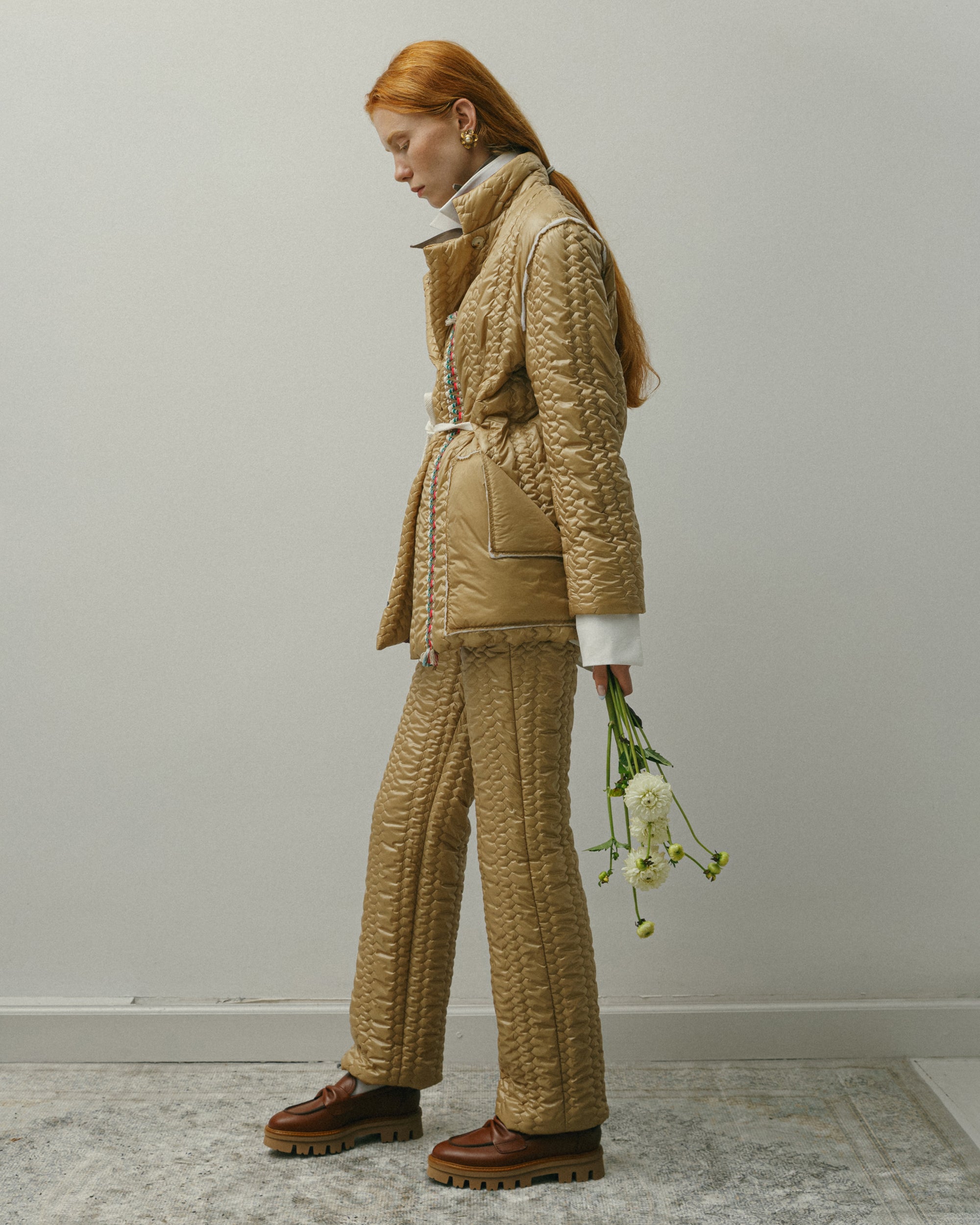 QUILTED GOLD TROUSERS AW 23/24