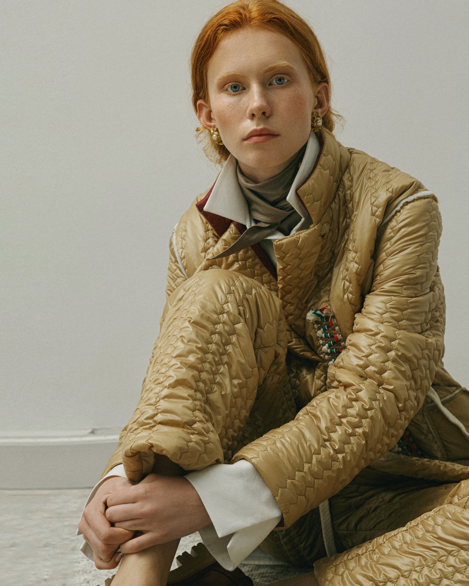 SHORT GOLD QUILTED JACKET  (Last item )