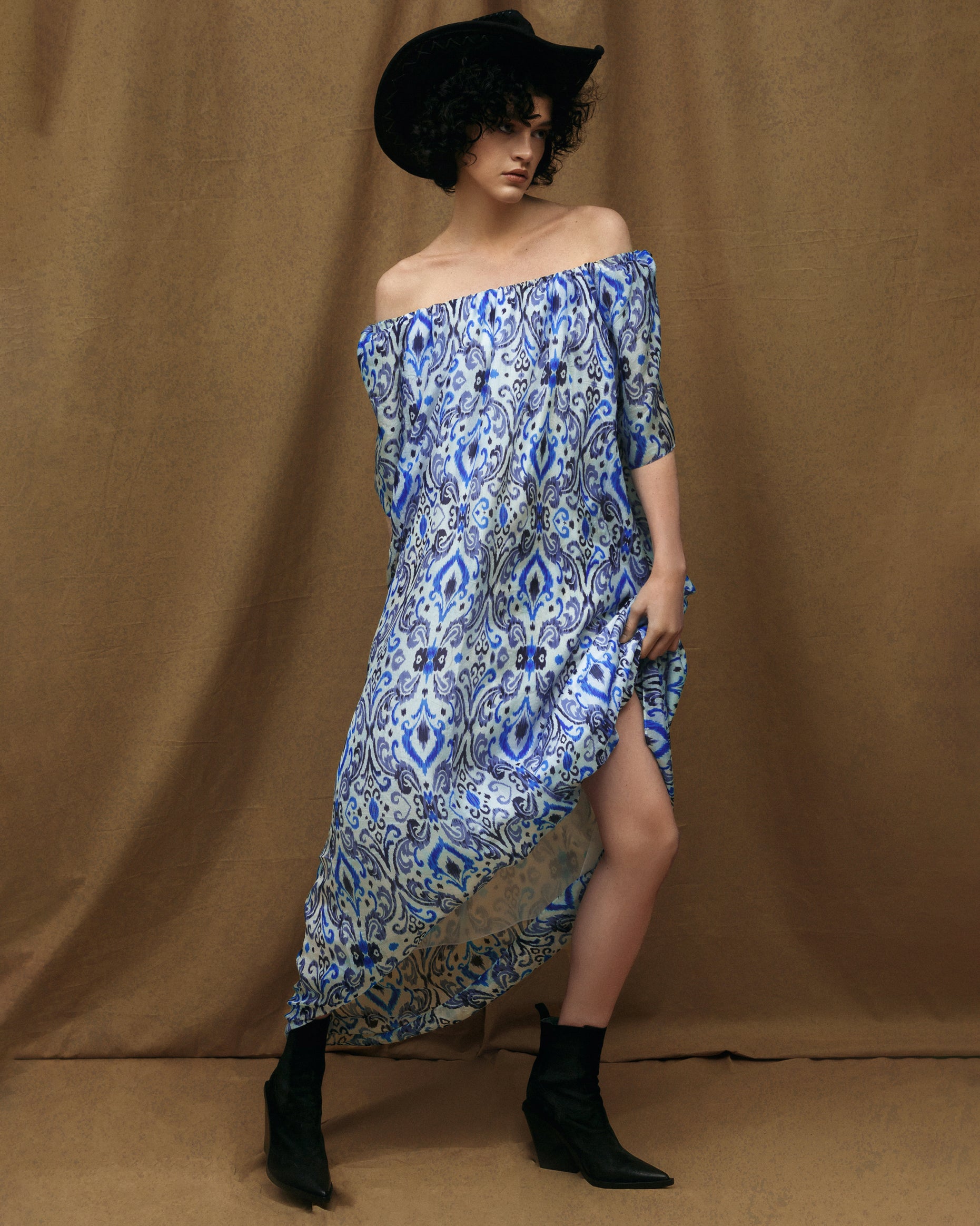 CHIFFON SILK DRESS COCOON SS24